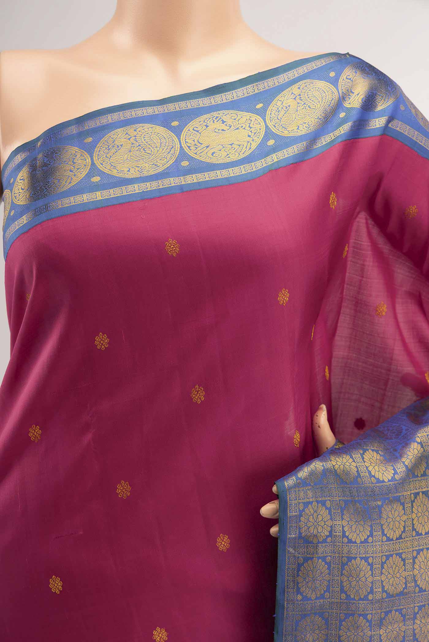 Kanmani-Pink Kanchipuram Silk Saree - Image 4