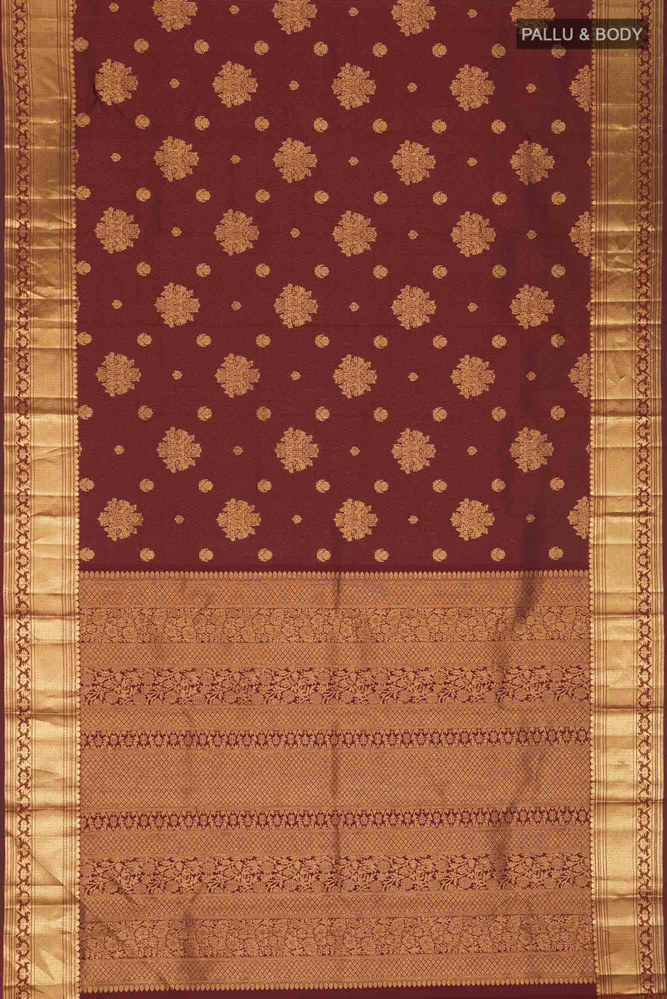 Kavini-Maroon Kanchipuram Silk Saree - Image 4