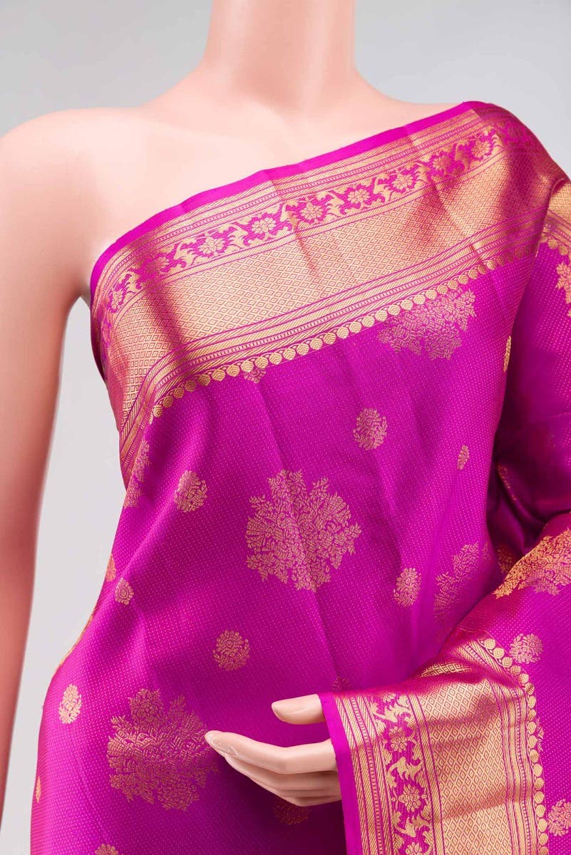 Kavini-Dark Pink Kanchipuram Silk Saree - Image 3