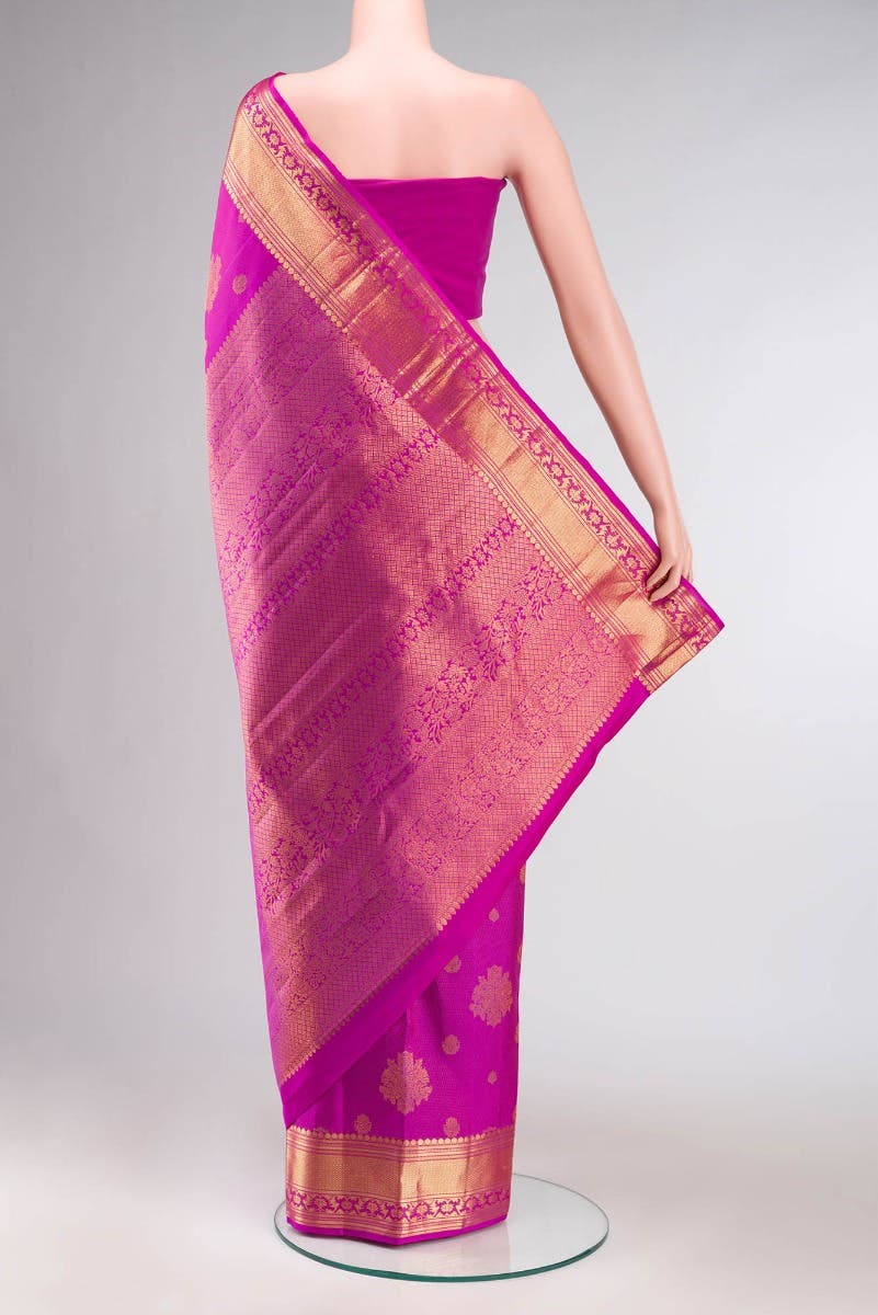Kavini-Dark Pink Kanchipuram Silk Saree - Image 5