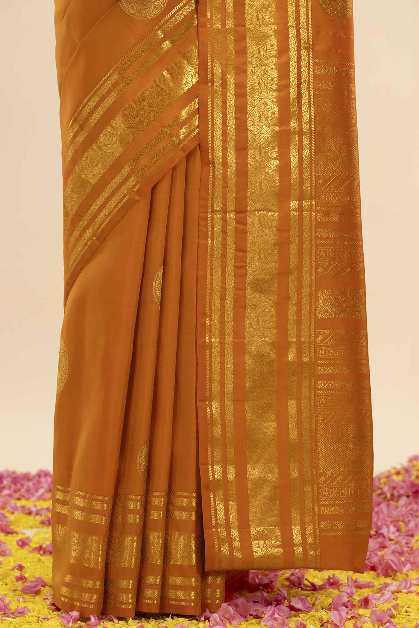 Kili-Orange Kanchipuram Silk Saree - Image 5