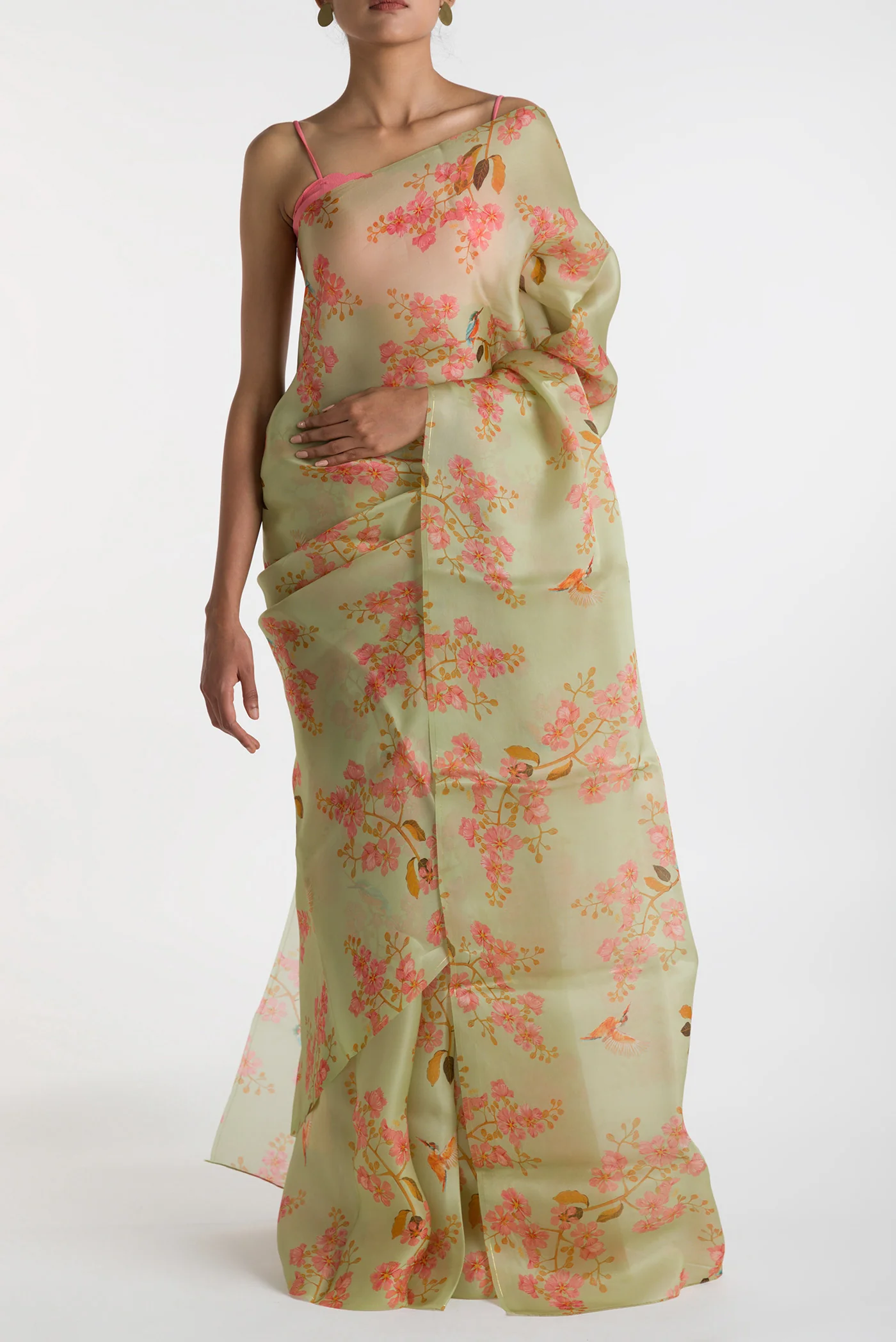 Kingfisher Lovers-Green Satin Organza Saree