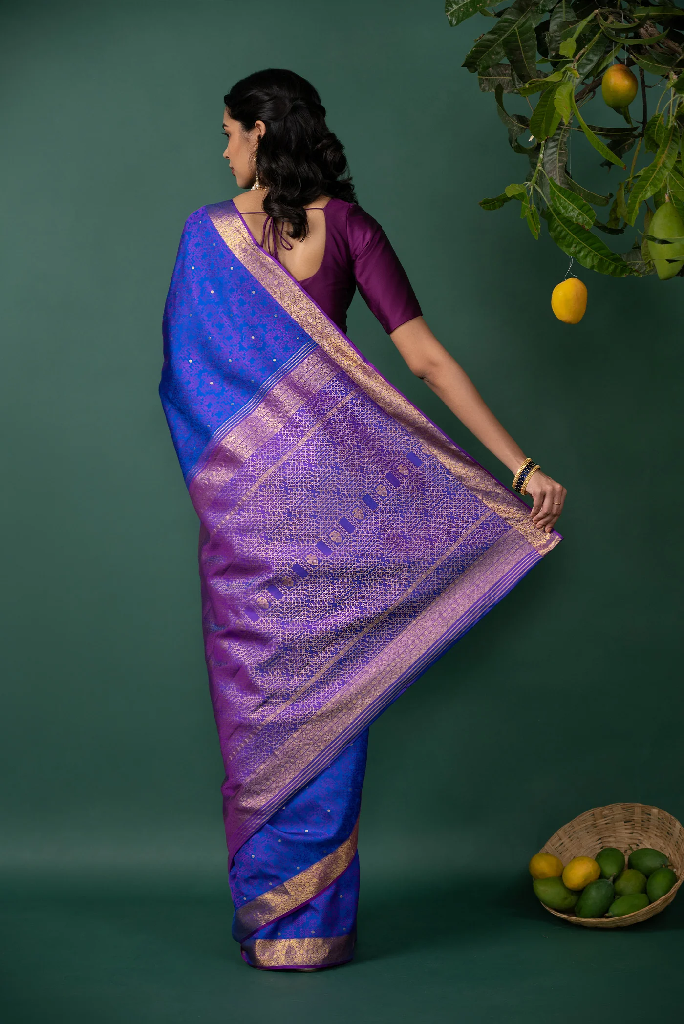 Kolam - Blue Kanchipuram Silk Saree - Image 7