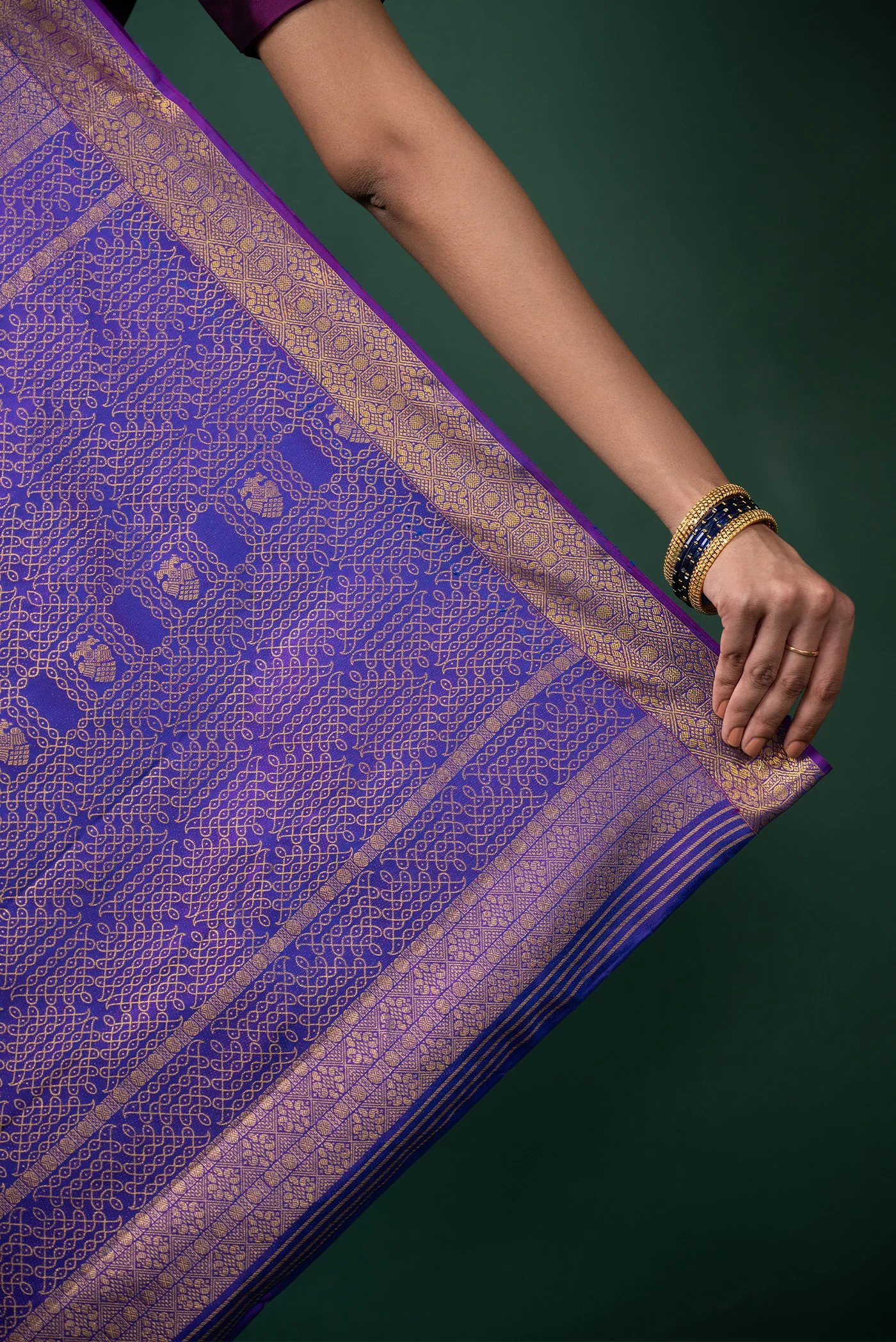 Kolam - Blue Kanchipuram Silk Saree - Image 8