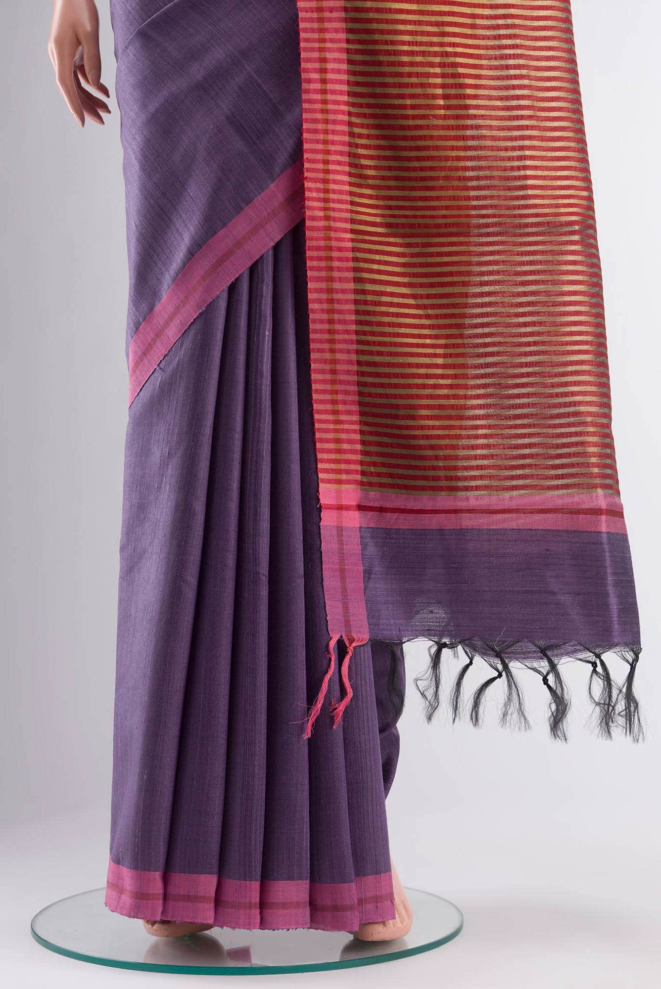 Kruti-Purple Bhagalpuri Tussar Silk Saree - Image 10