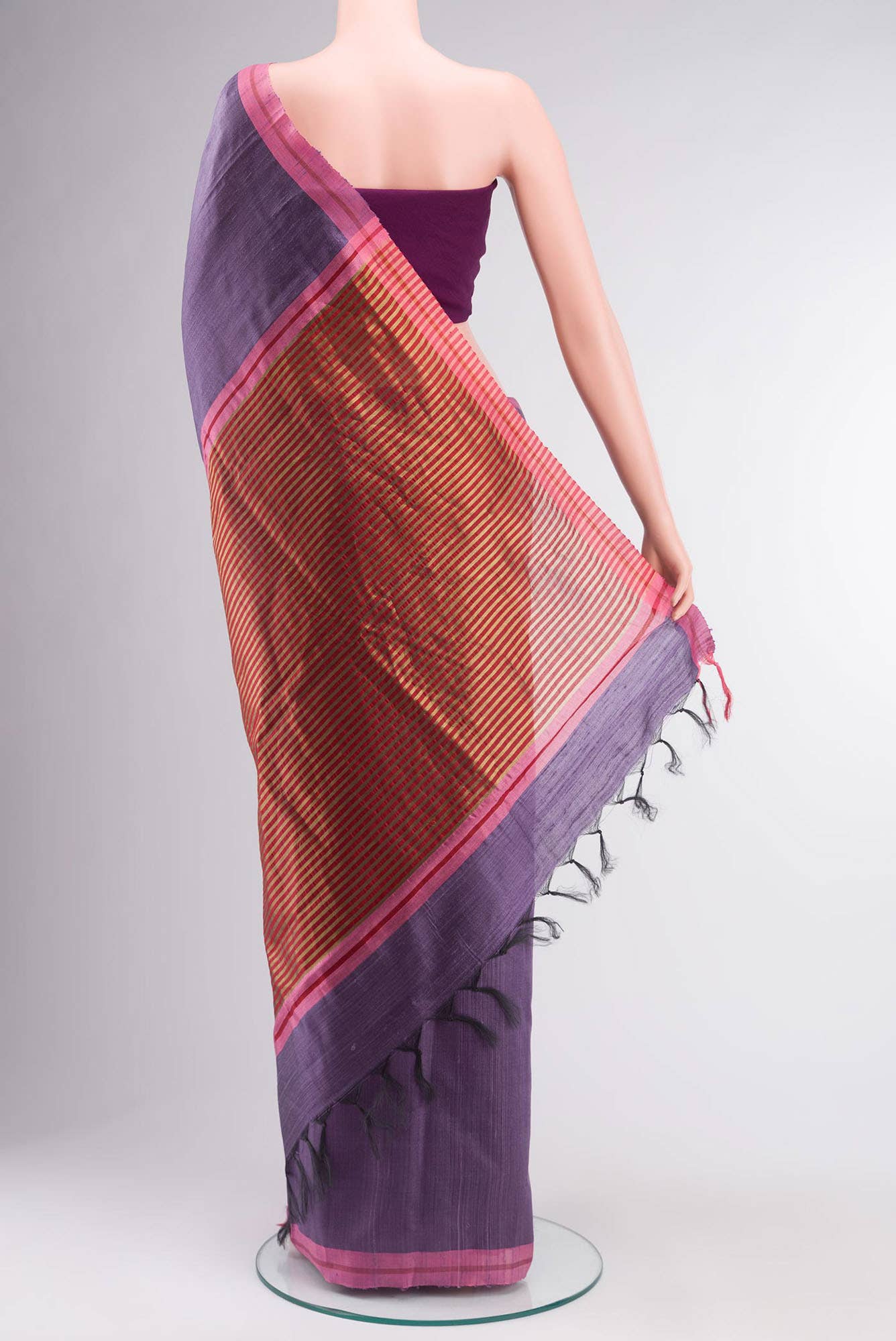 Kruti-Purple Bhagalpuri Tussar Silk Saree - Image 11