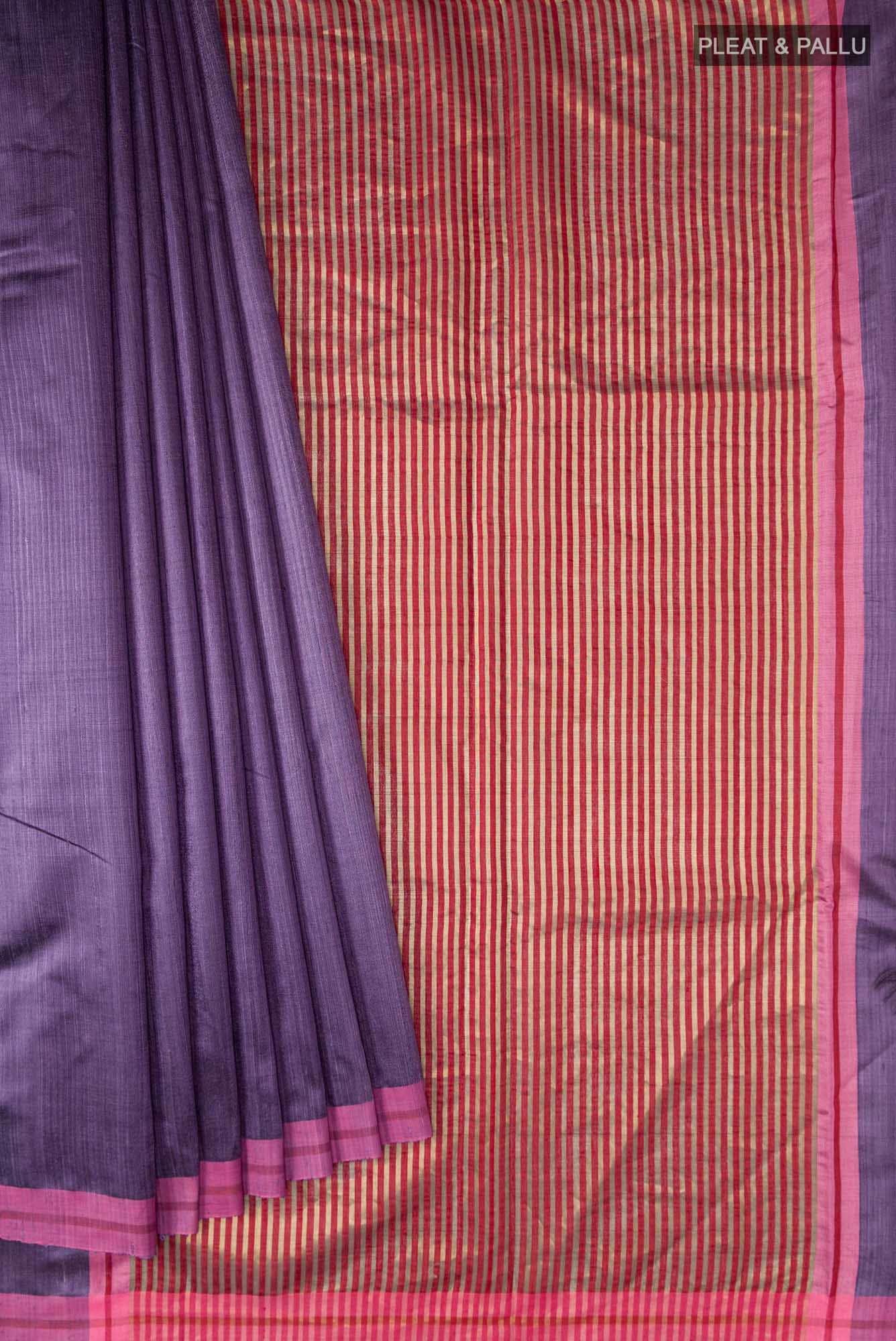 Kruti-Purple Bhagalpuri Tussar Silk Saree - Image 7
