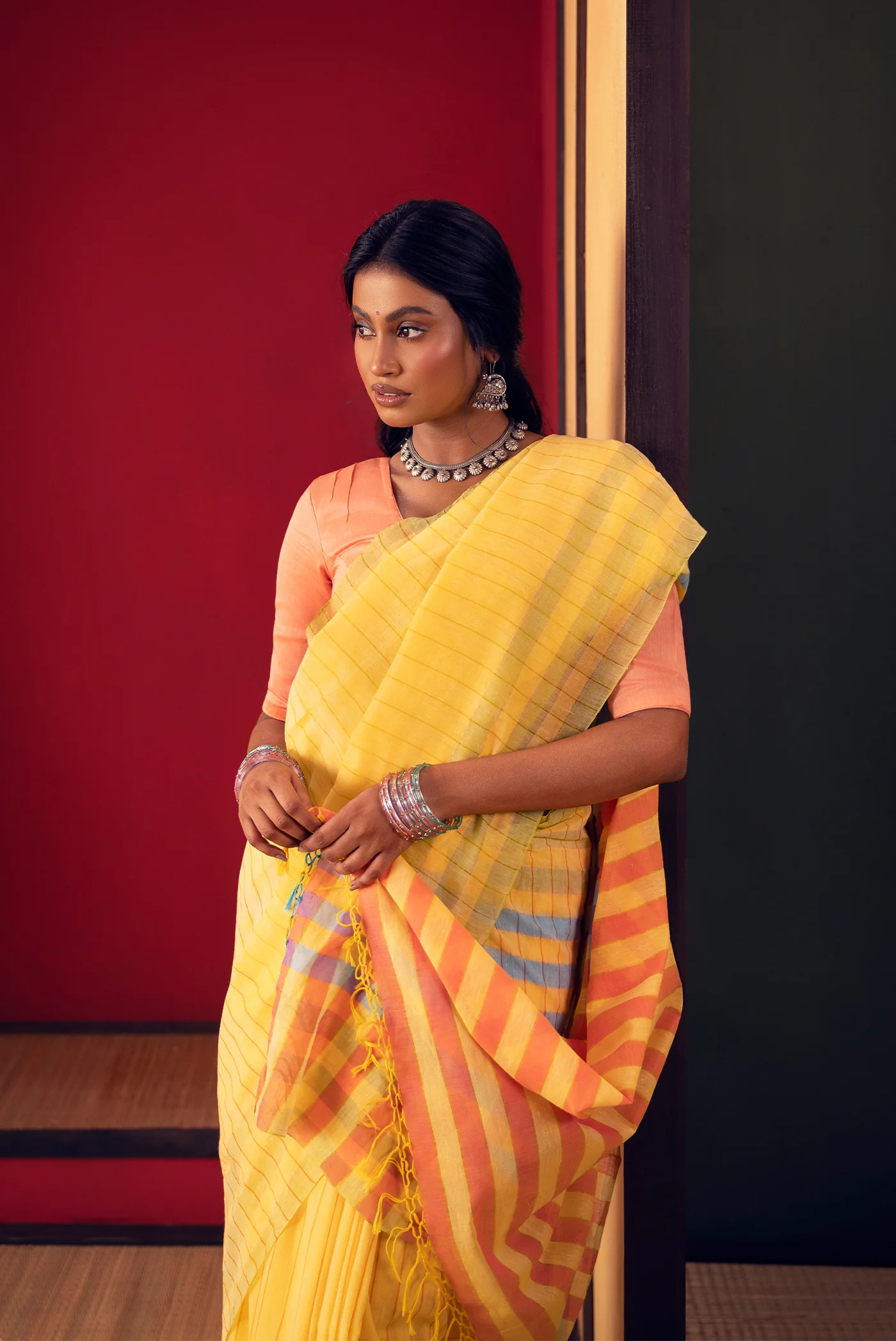 Yellow Cotton Saree