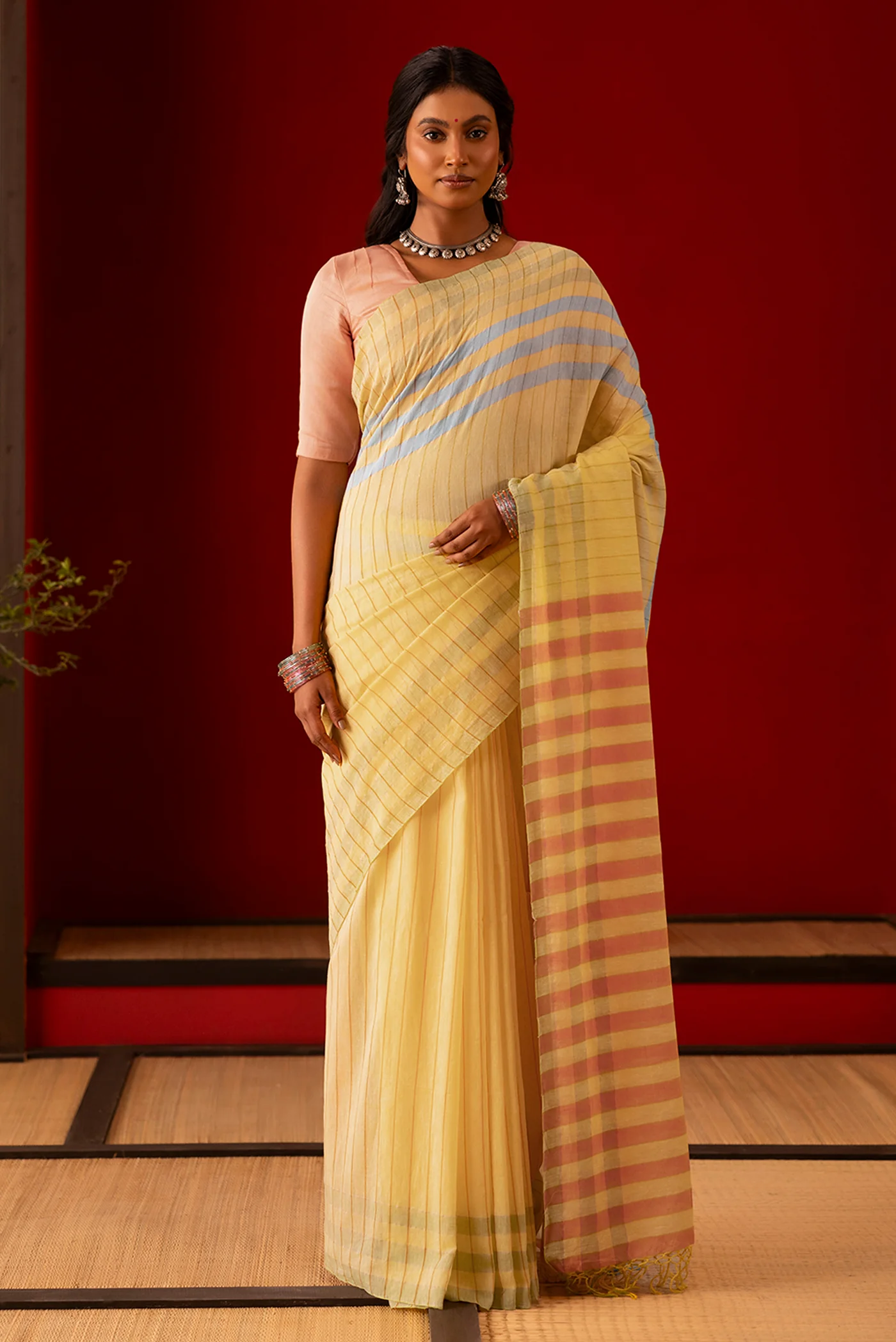 Yellow Cotton Saree - Image 2