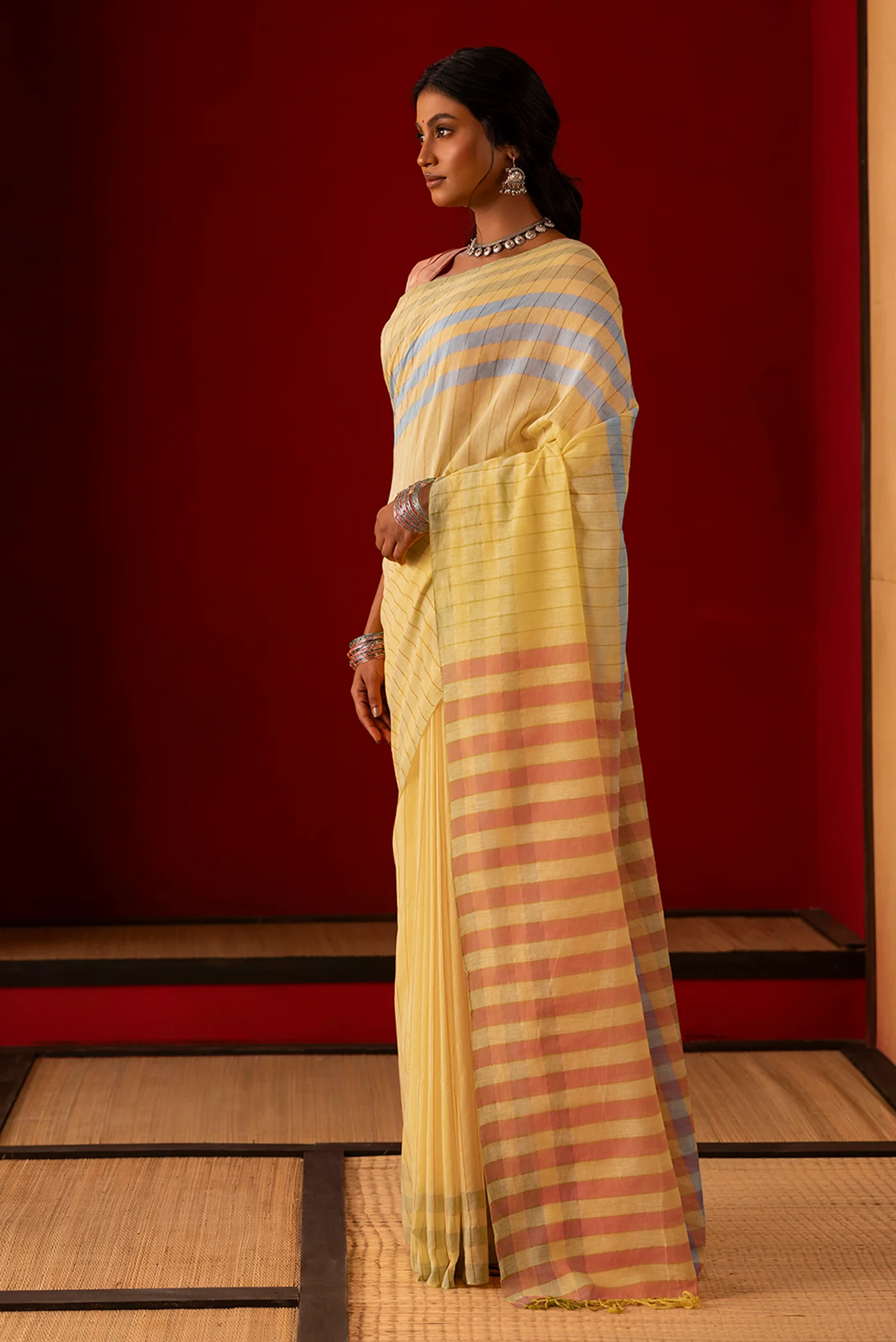 Yellow Cotton Saree - Image 3