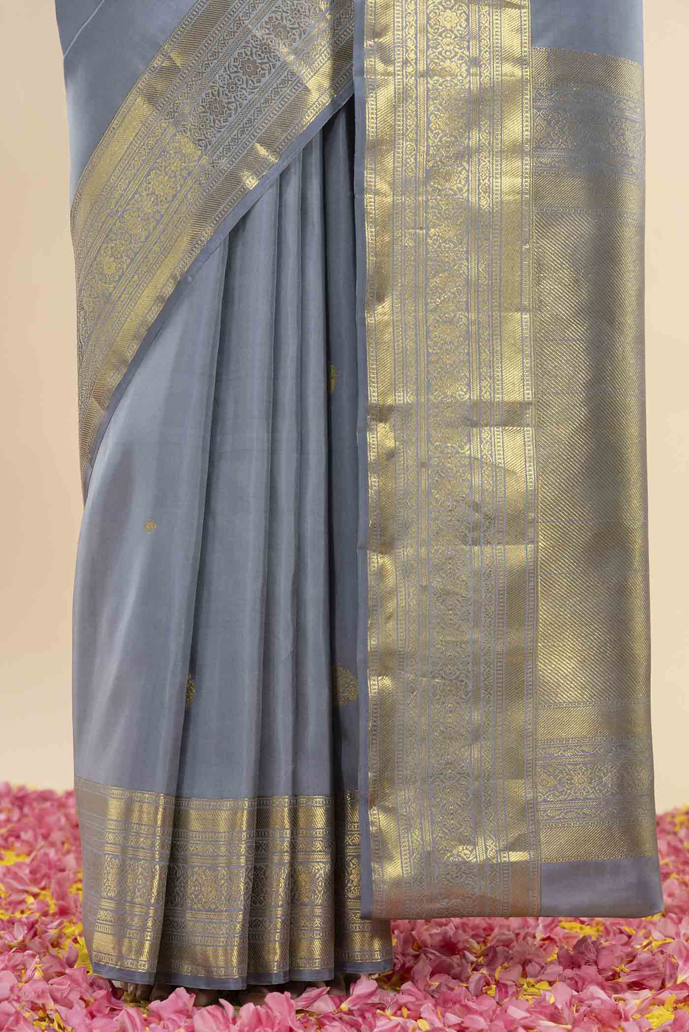 Lasya-Grey Kanchipuram Silk Saree - Image 5