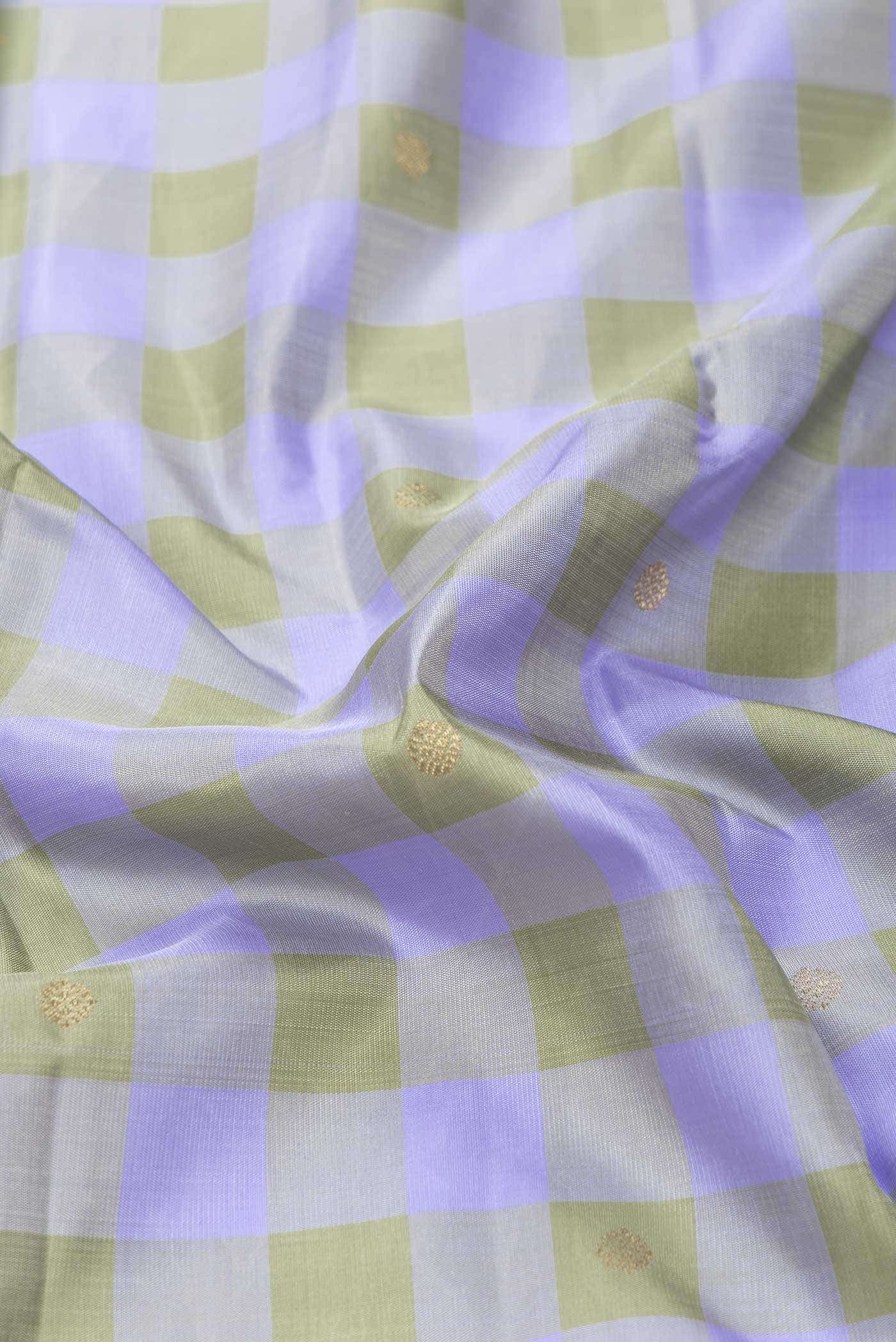 Pure Silk Pure Zari Lavender and Green Dual Tone Kanjivaram Saree - Image 3