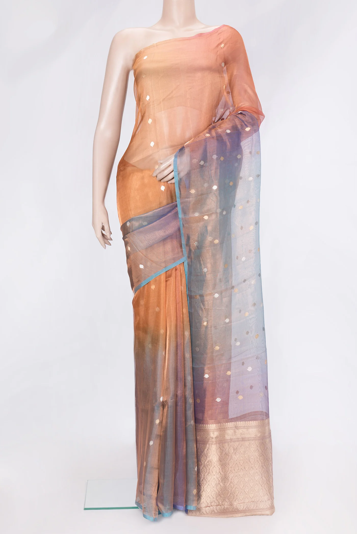 Lavender and Copper Color Organza Silk Saree