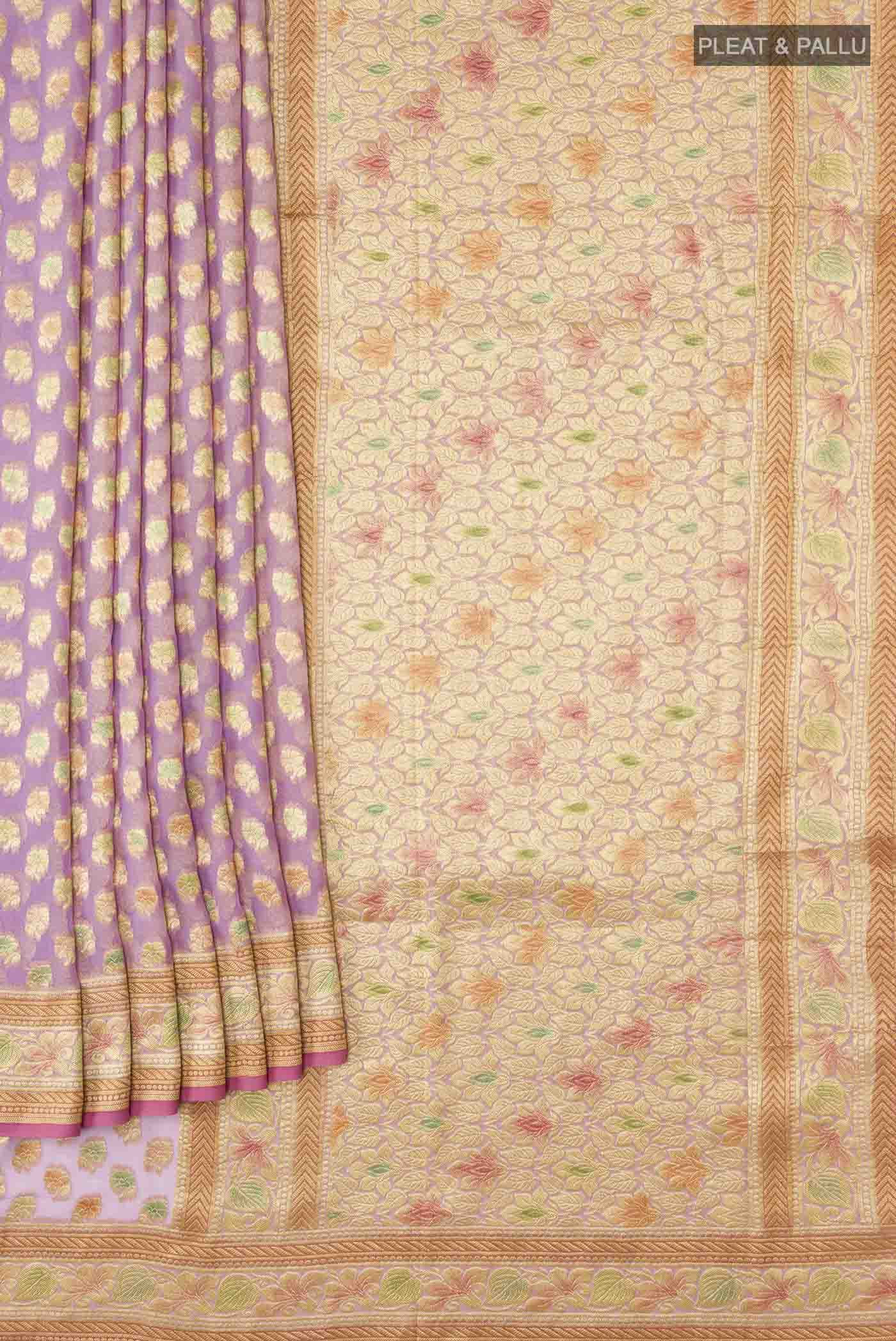 Lavender Banarasi Georgette Saree - Image 4