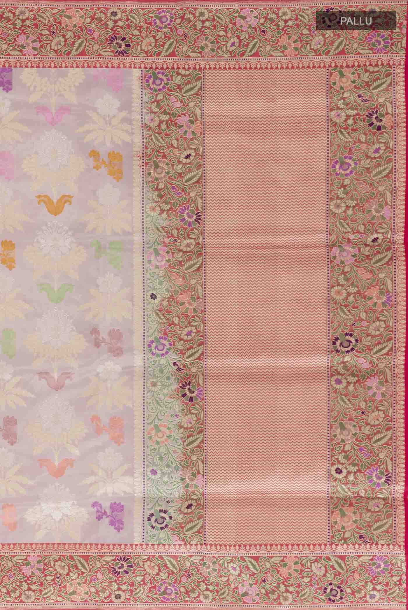Lavender Banarasi Kora Silk Saree - Image 7