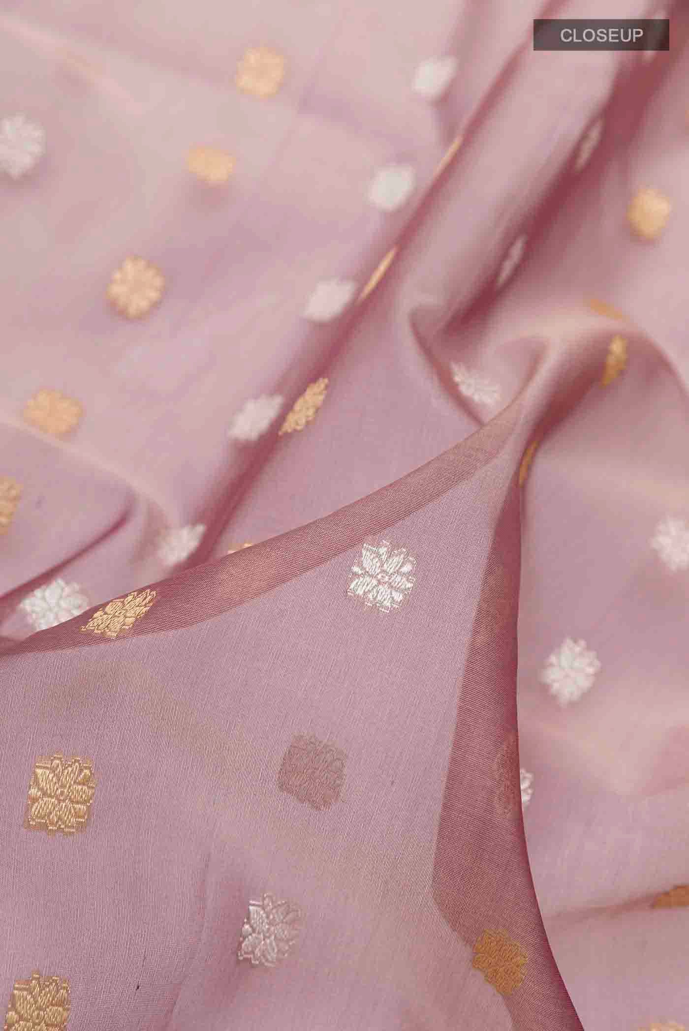 Mauve Banarasi Kora Silk Saree - Image 2