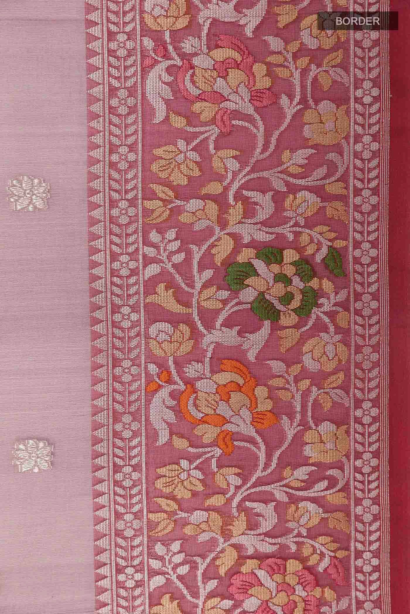 Mauve Banarasi Kora Silk Saree - Image 3