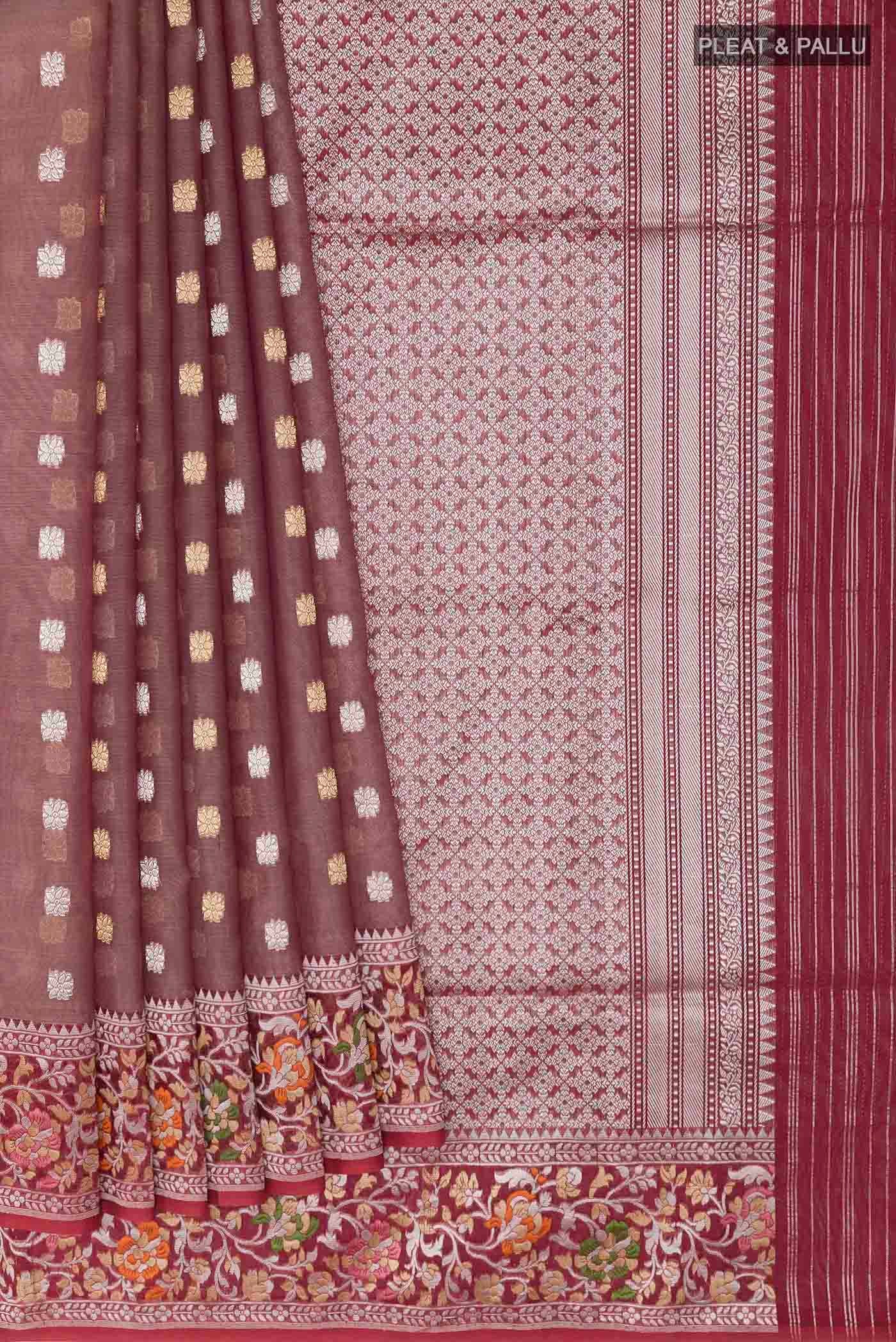 Mauve Banarasi Kora Silk Saree - Image 4