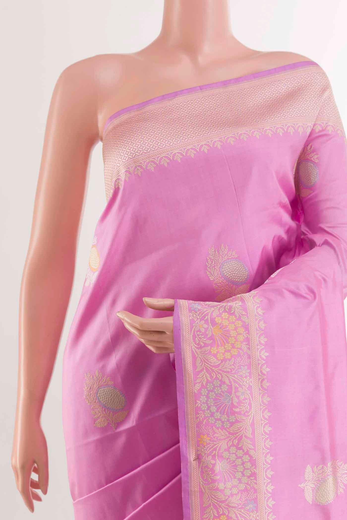 Lavender Banarasi Silk Saree - Image 2