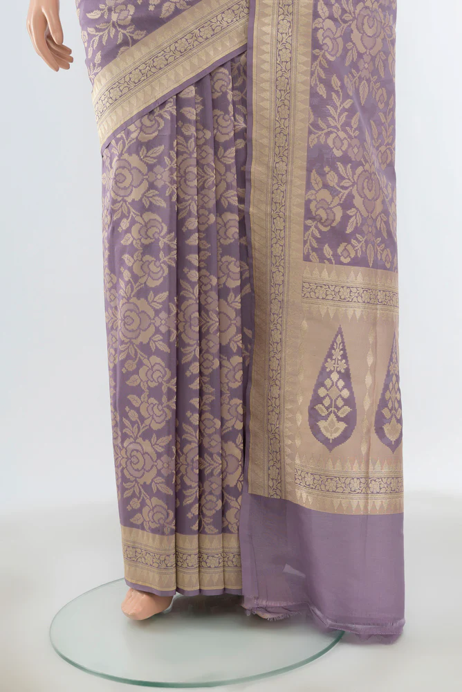 Lavender Banarasi Silk Saree - Image 3