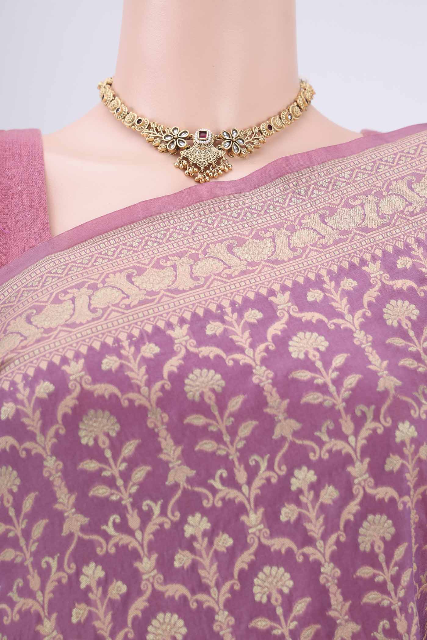 Lavender Banarasi Silk Saree - Image 2
