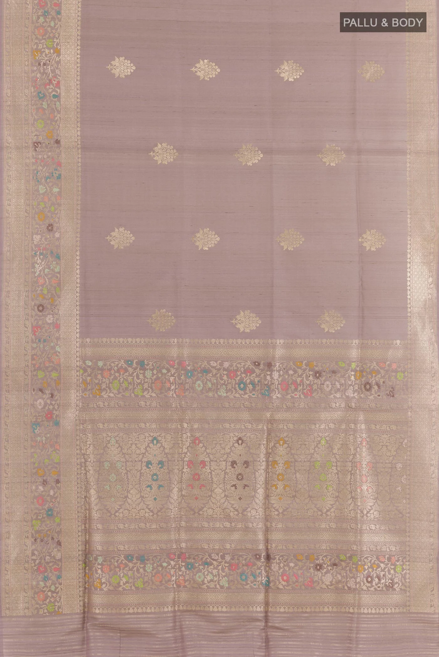 Lavender Banarasi Tussar Silk Saree - Image 5