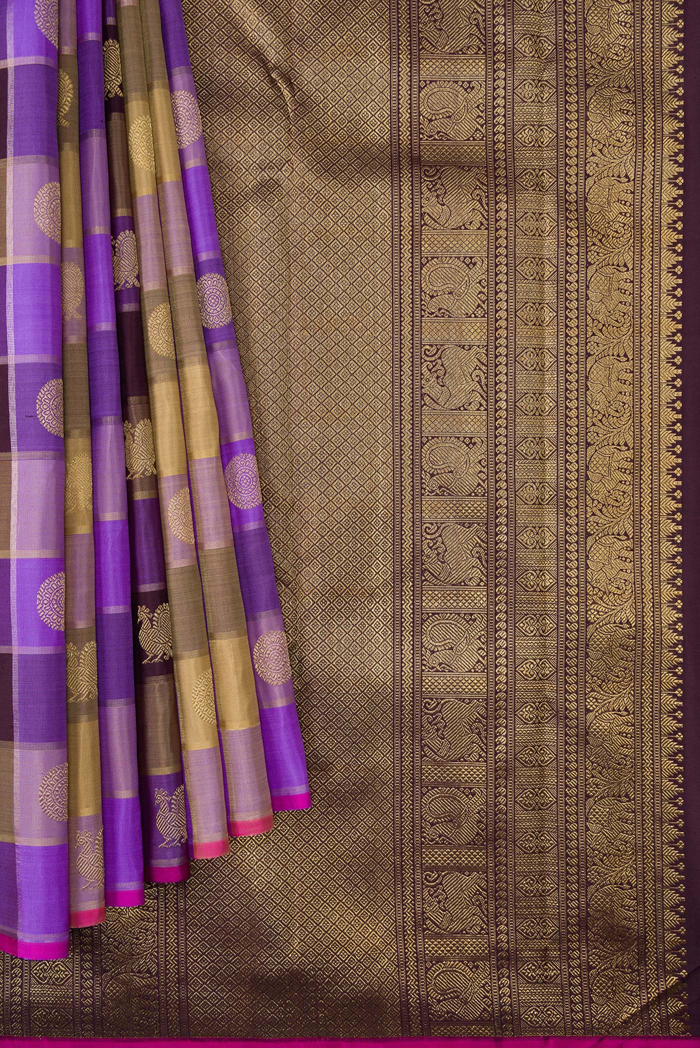 Multi Color Kanjivaram Silk Saree - Image 3