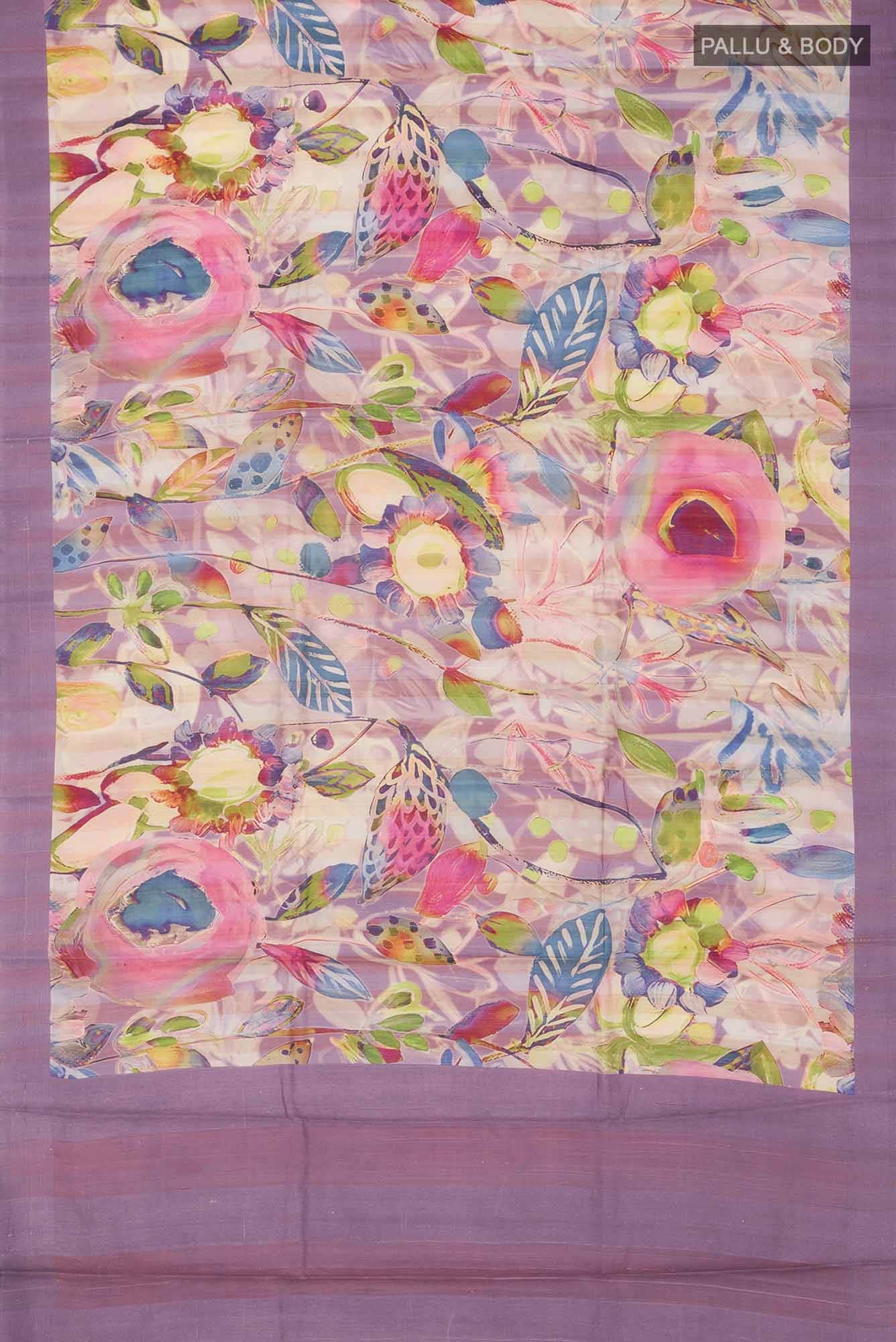 Lavender Bhagalpuri Tussar Silk Saree - Image 3