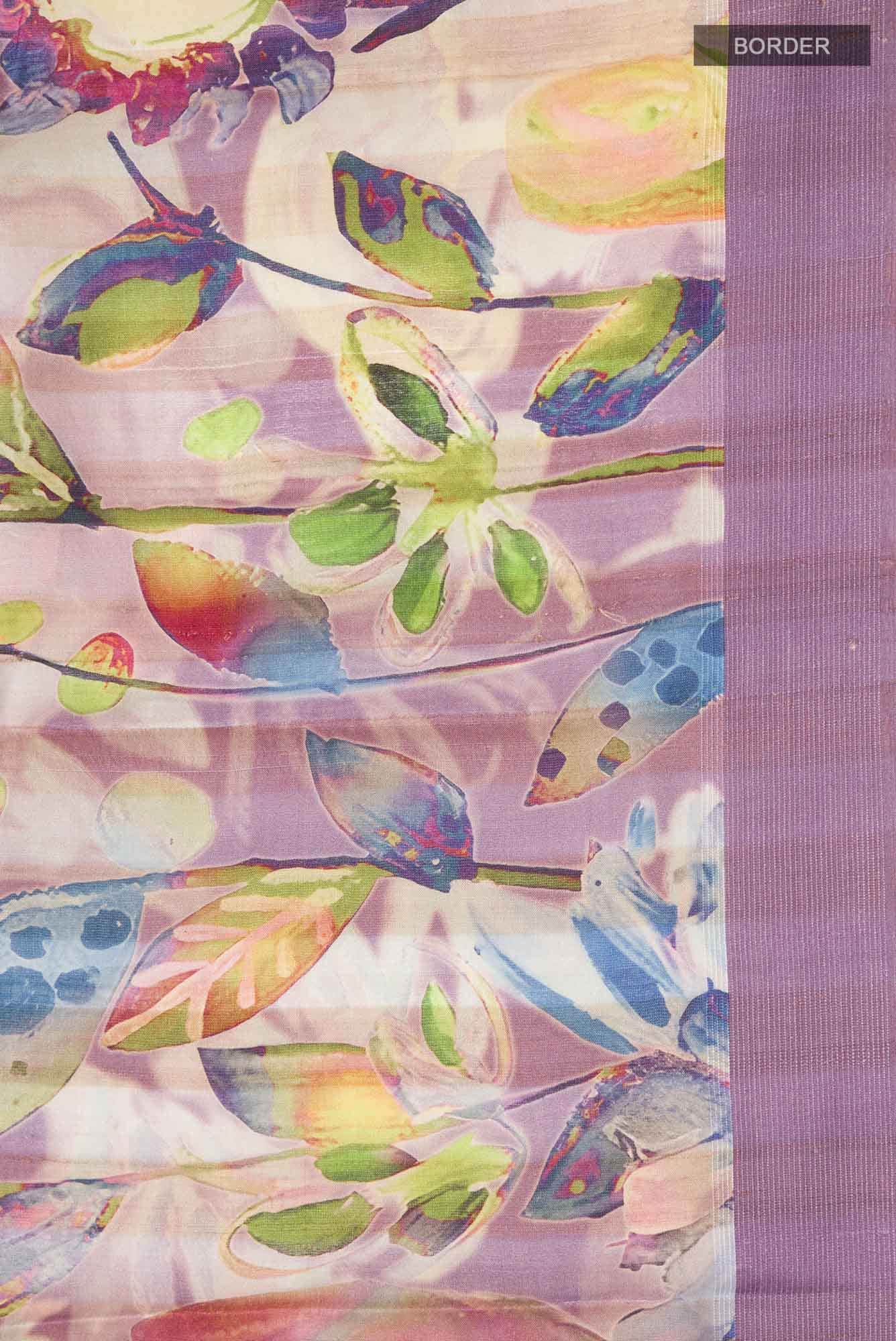 Lavender Bhagalpuri Tussar Silk Saree - Image 4