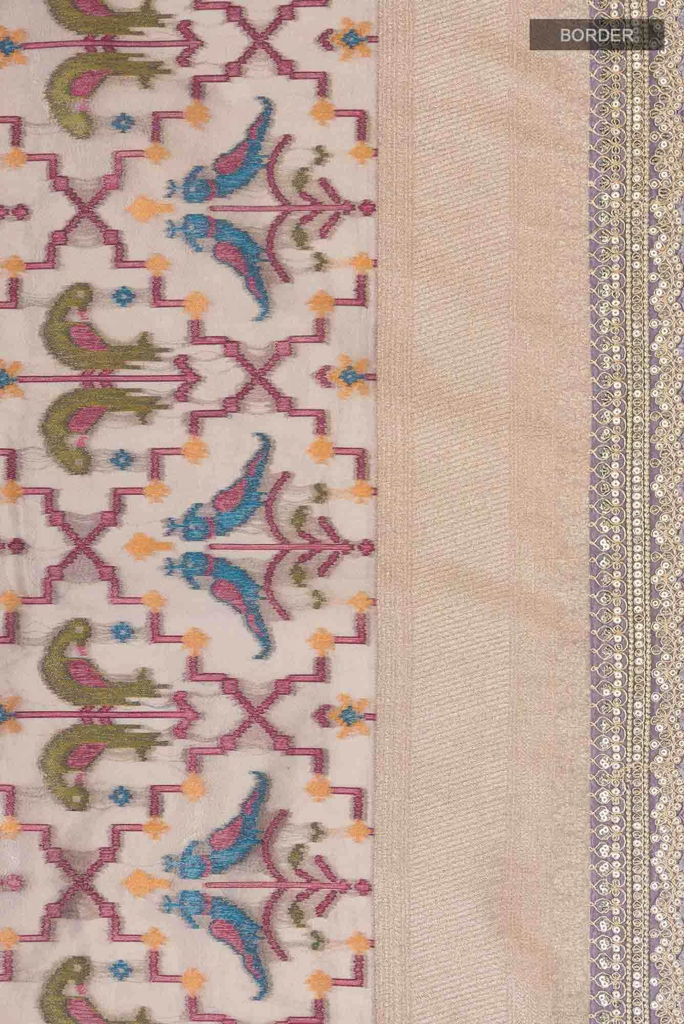 Grey Blended Tissue Silk Saree - Image 4