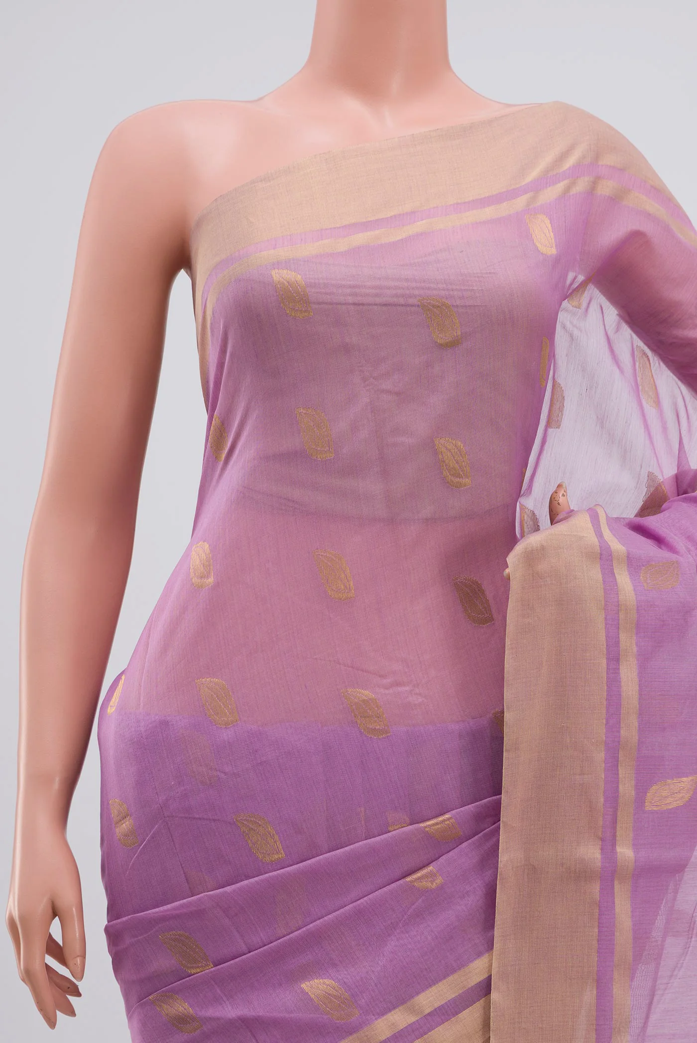 Lavender Chanderi Silk Cotton Saree - Image 2