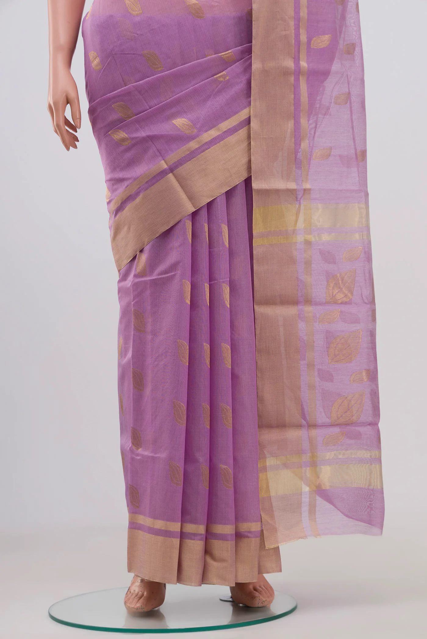 Lavender Chanderi Silk Cotton Saree - Image 3