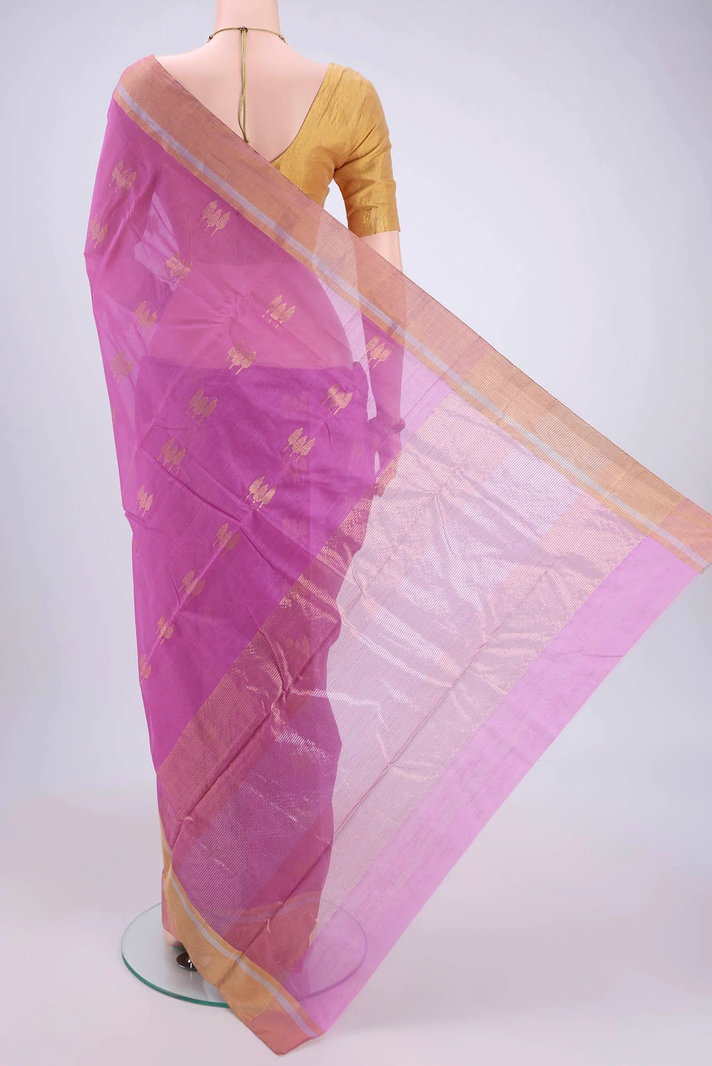 Lavender Chanderi Silk Cotton Saree - Image 3