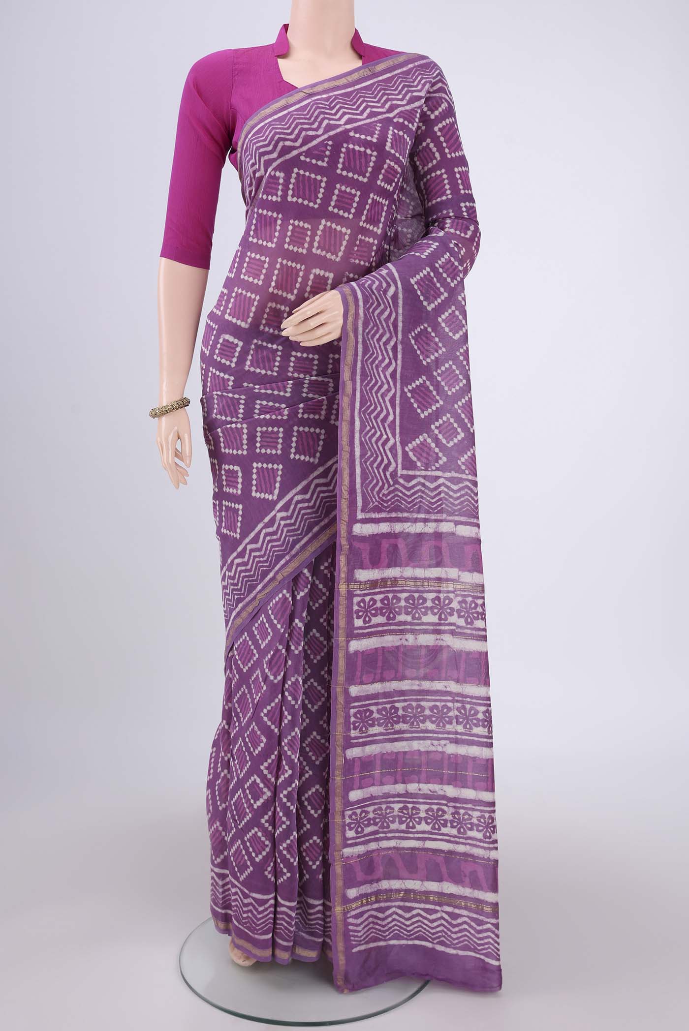 Lavender Chanderi Silk Cotton Saree