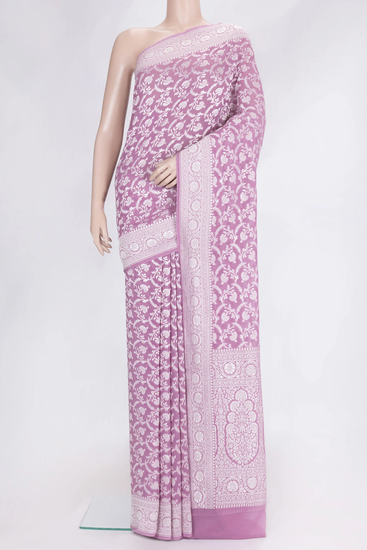 Lavender Banarasi Georgette Saree