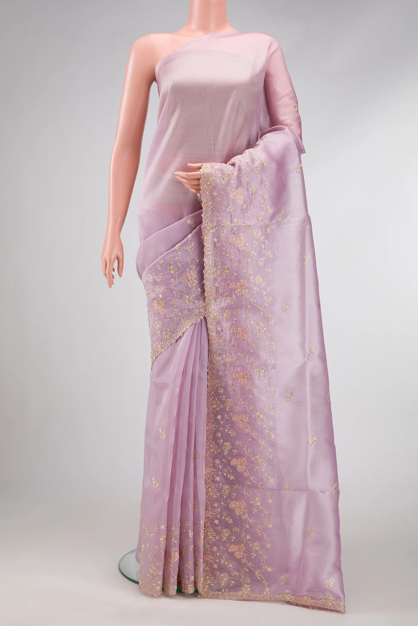 Lavender Dual Tone Blended Organza Silk Saree