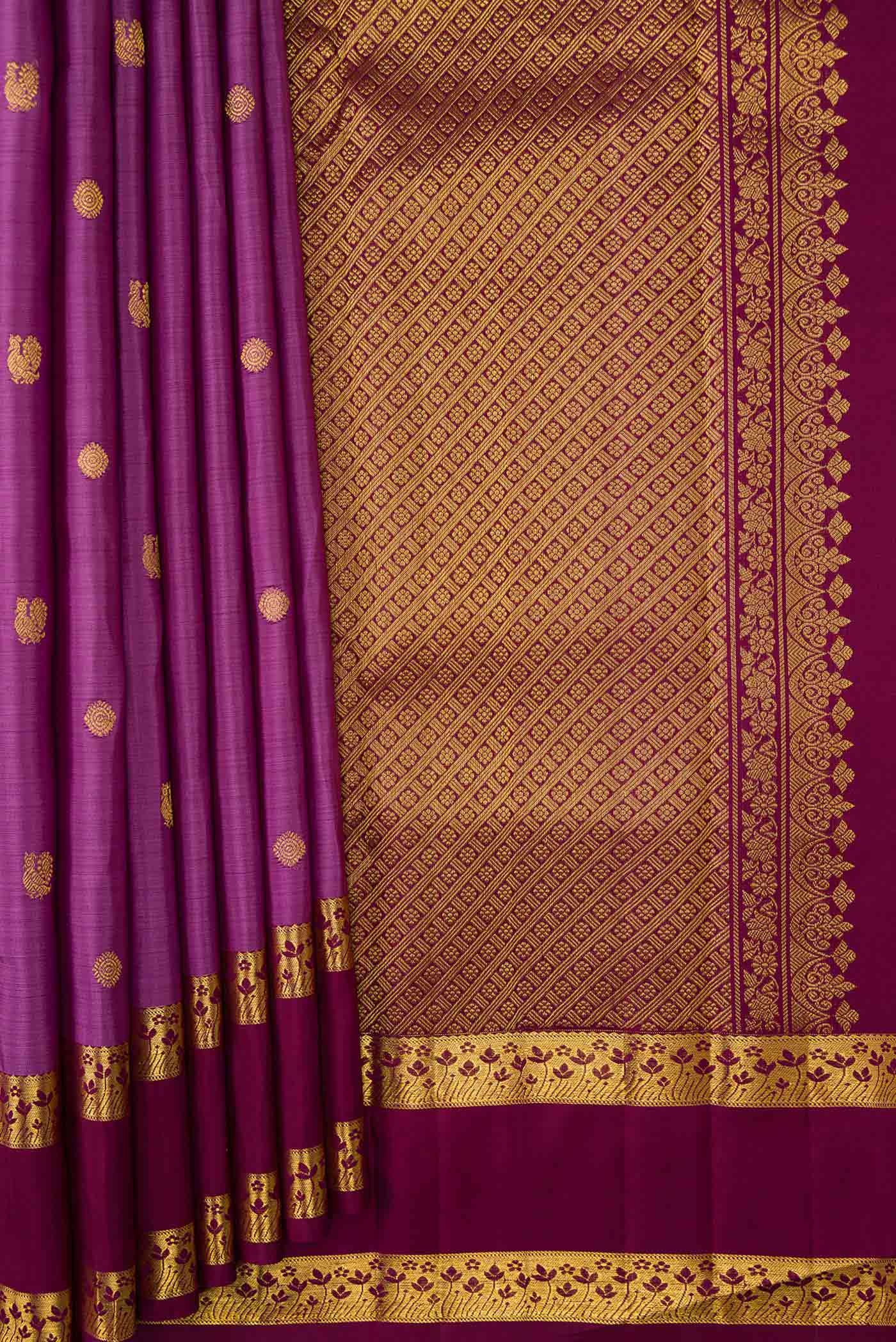 Lavender Dual Tone Kanchipuram Silk Saree - Image 4