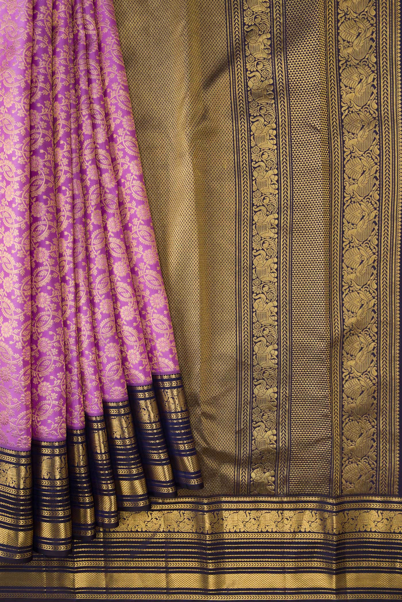 Lavender Kanchipuram Silk Saree - Image 4