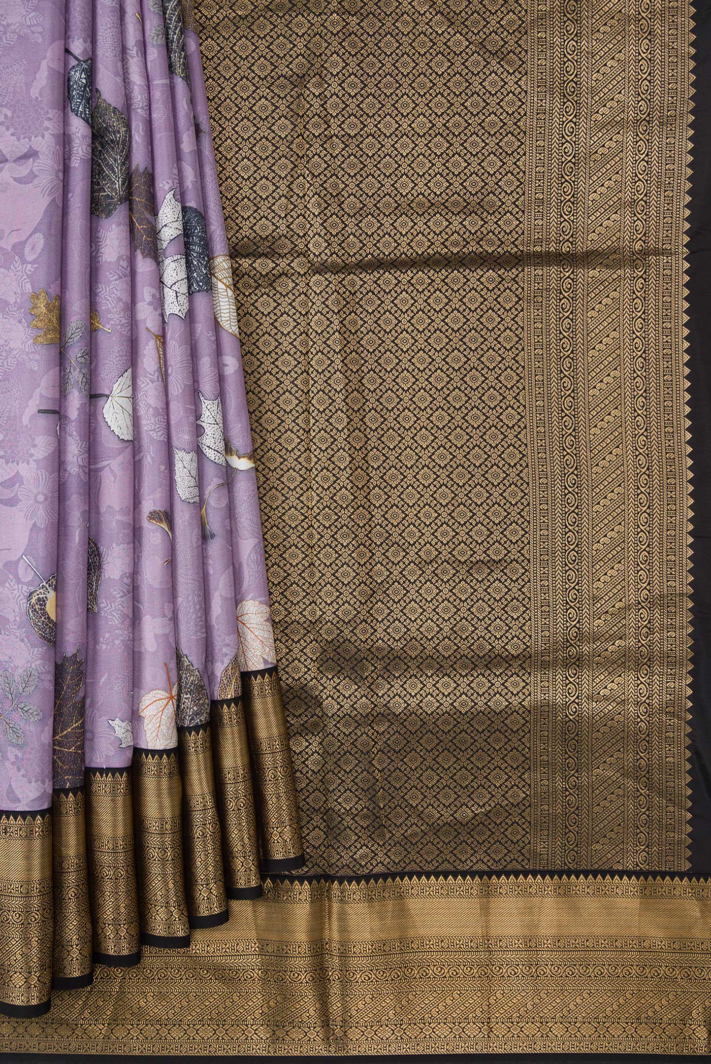 Lavender Dual Tone Kanchipuram Silk Saree - Image 4