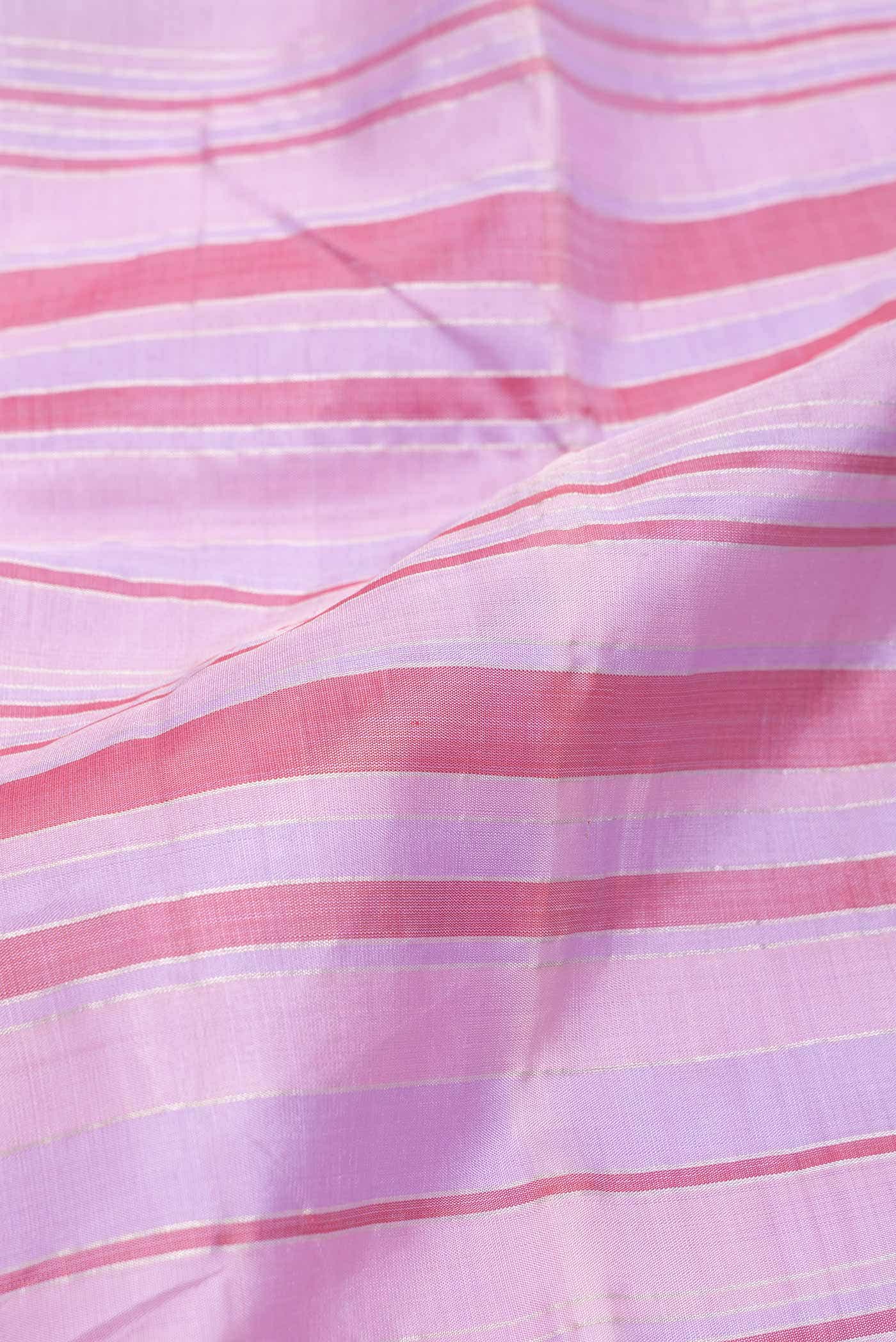 Pure Silk Pure Zari Lavender Dual Tone Kanjivaram Saree - Image 3