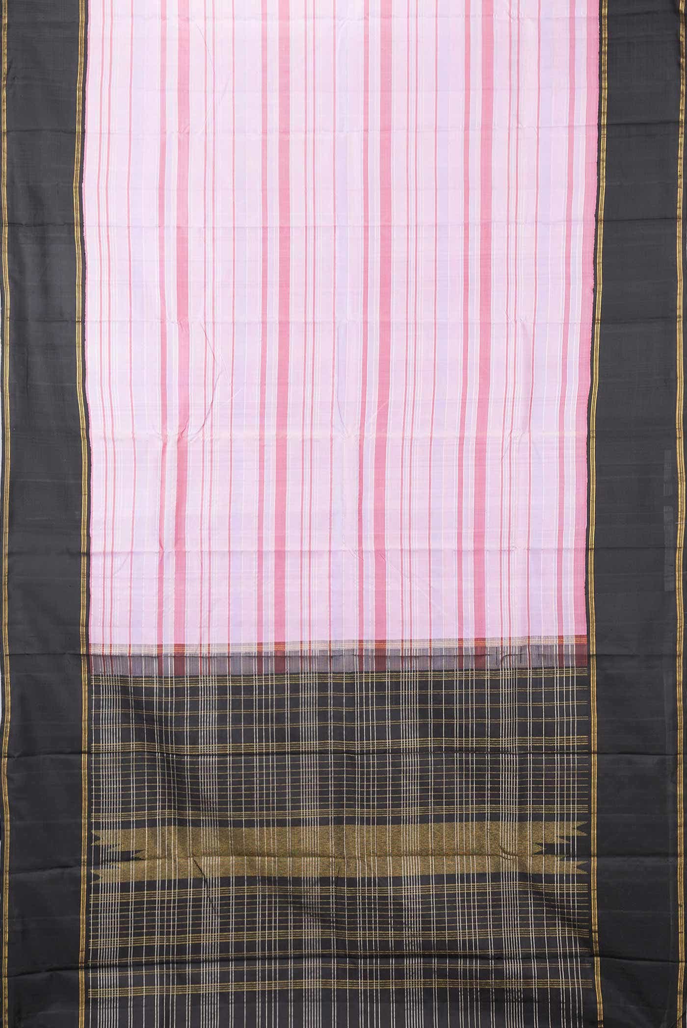 Pure Silk Pure Zari Lavender Dual Tone Kanjivaram Saree - Image 4