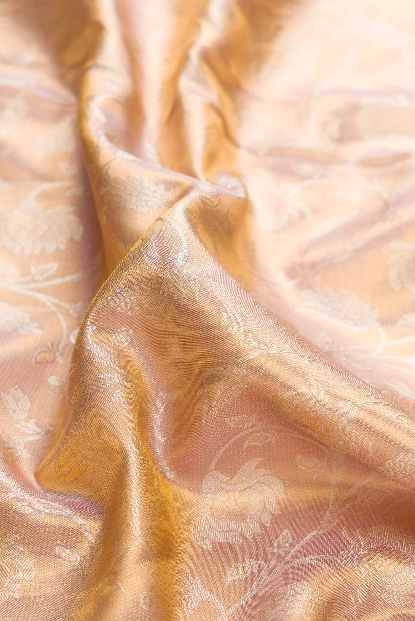 Sandel with Gold Color Kanchipuram Tissue Silk Saree - Image 2