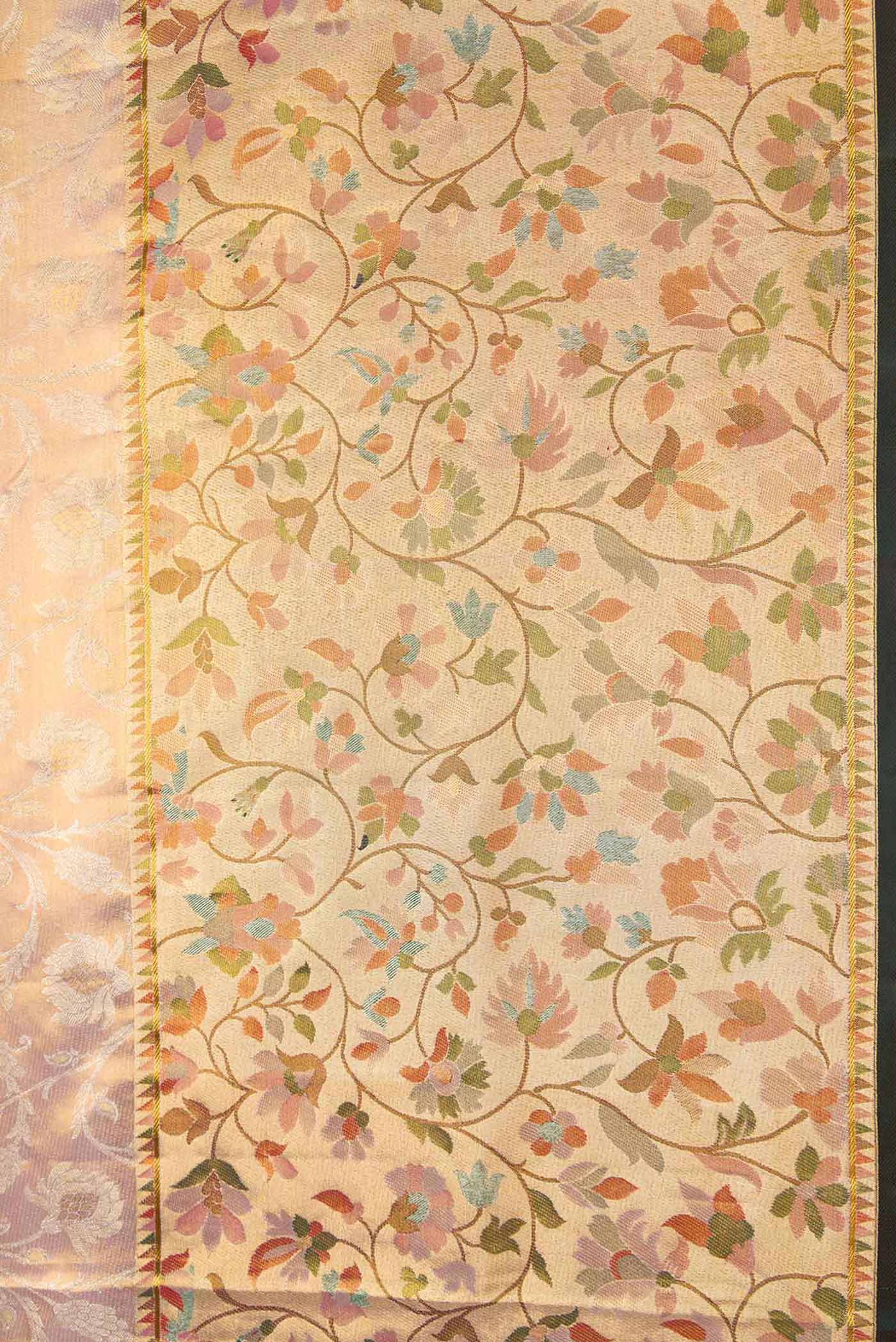 Sandel with Gold Color Kanchipuram Tissue Silk Saree - Image 3