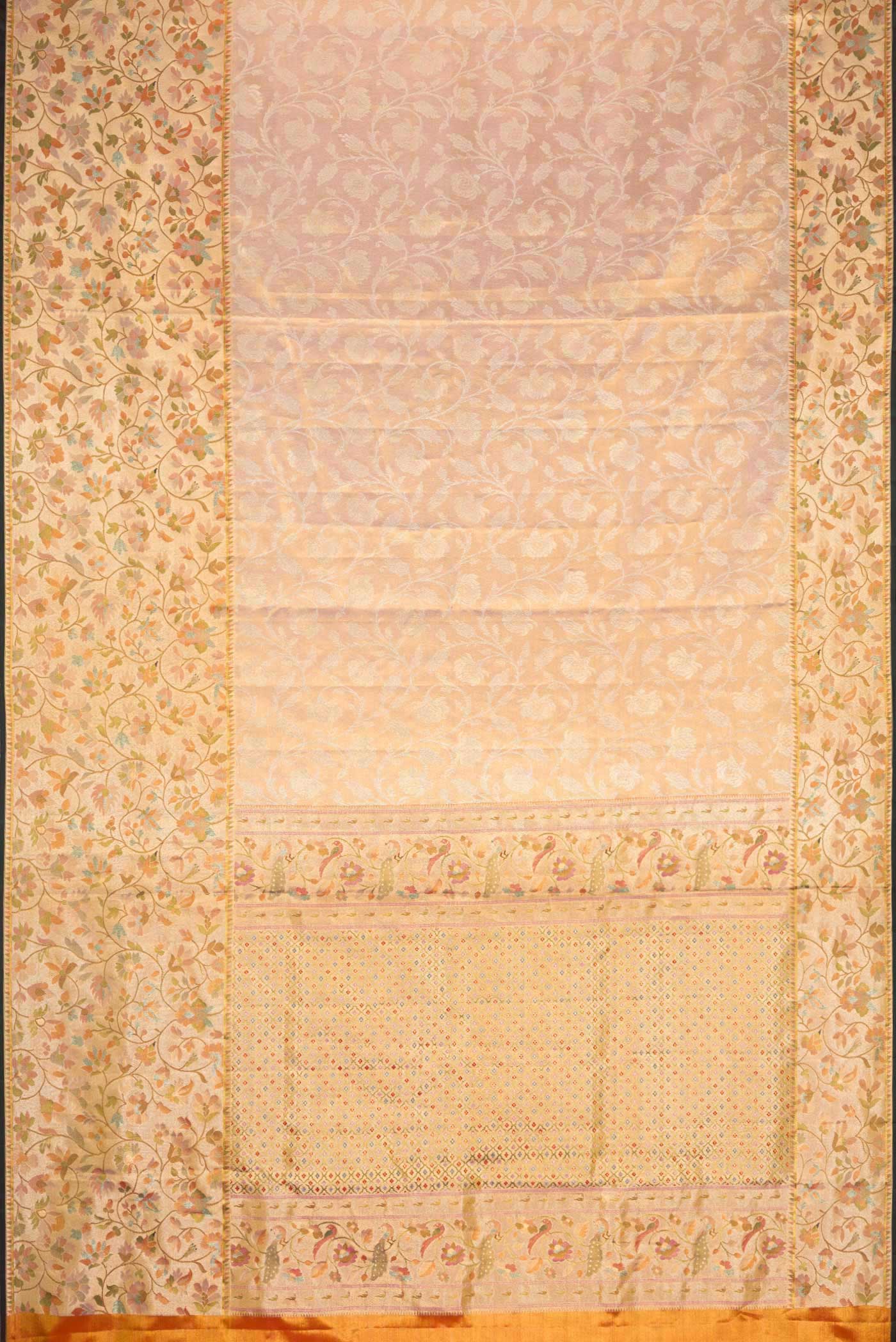 Sandel with Gold Color Kanchipuram Tissue Silk Saree - Image 6