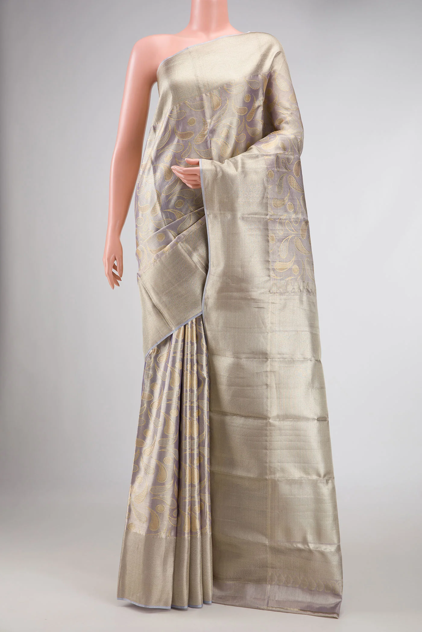 Lavender Dual Tone Kanjivaram Tissue Silk Saree