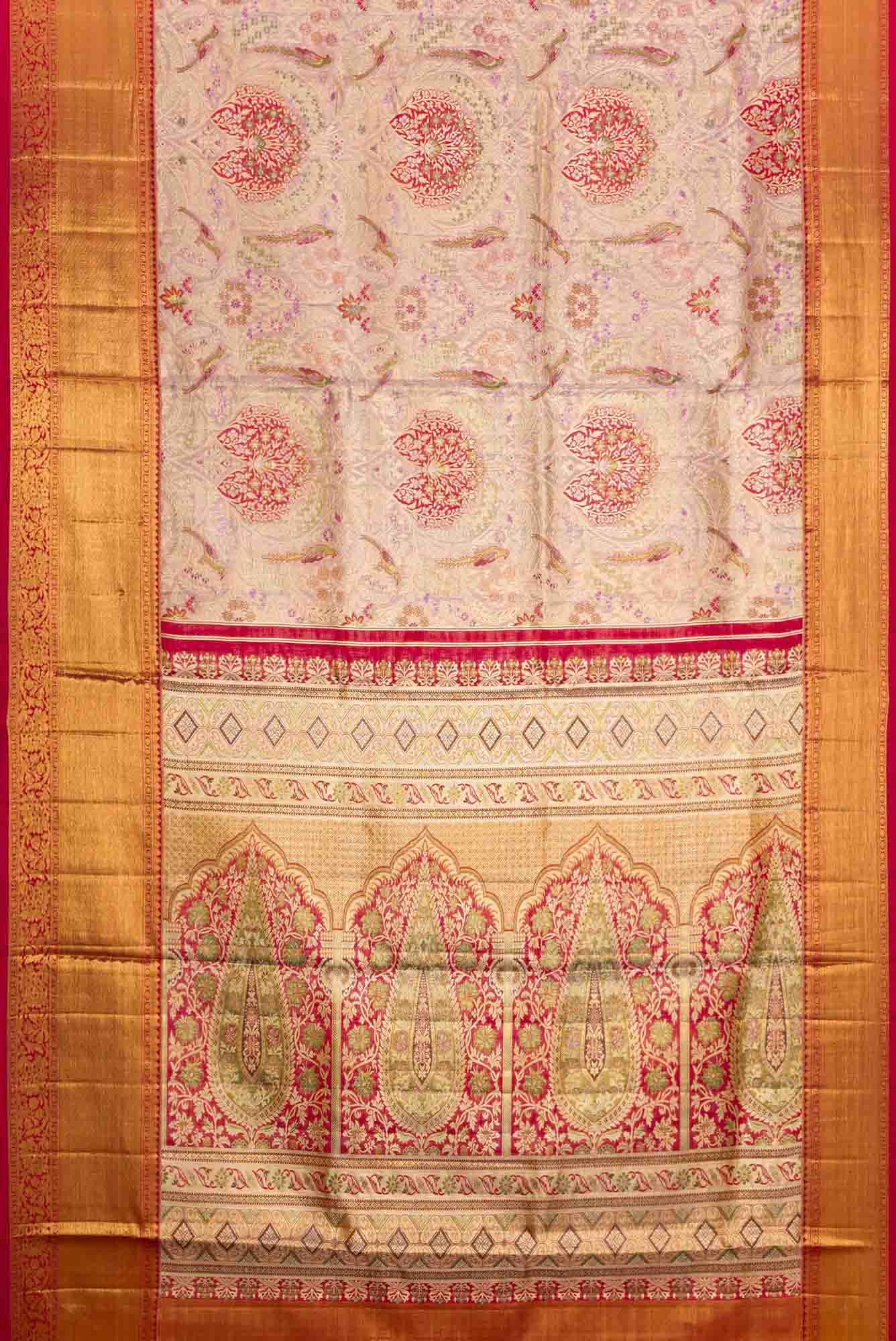 Lavender Dual Tone Kanjivaram Tissue Silk Saree - Image 4