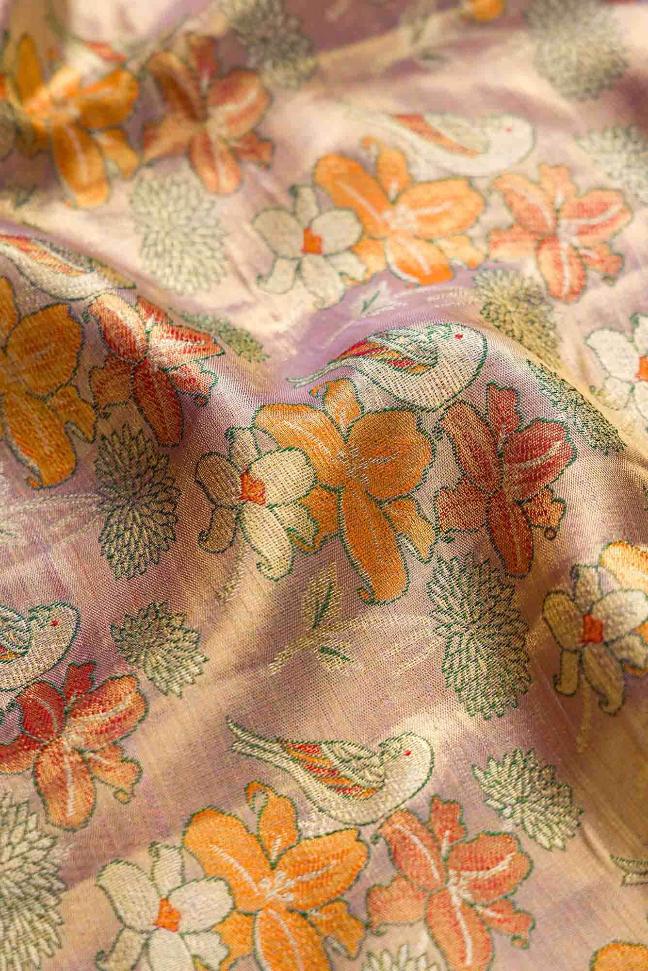 Lavender Dual Tone Kanjivaram Tissue Silk Saree - Image 3