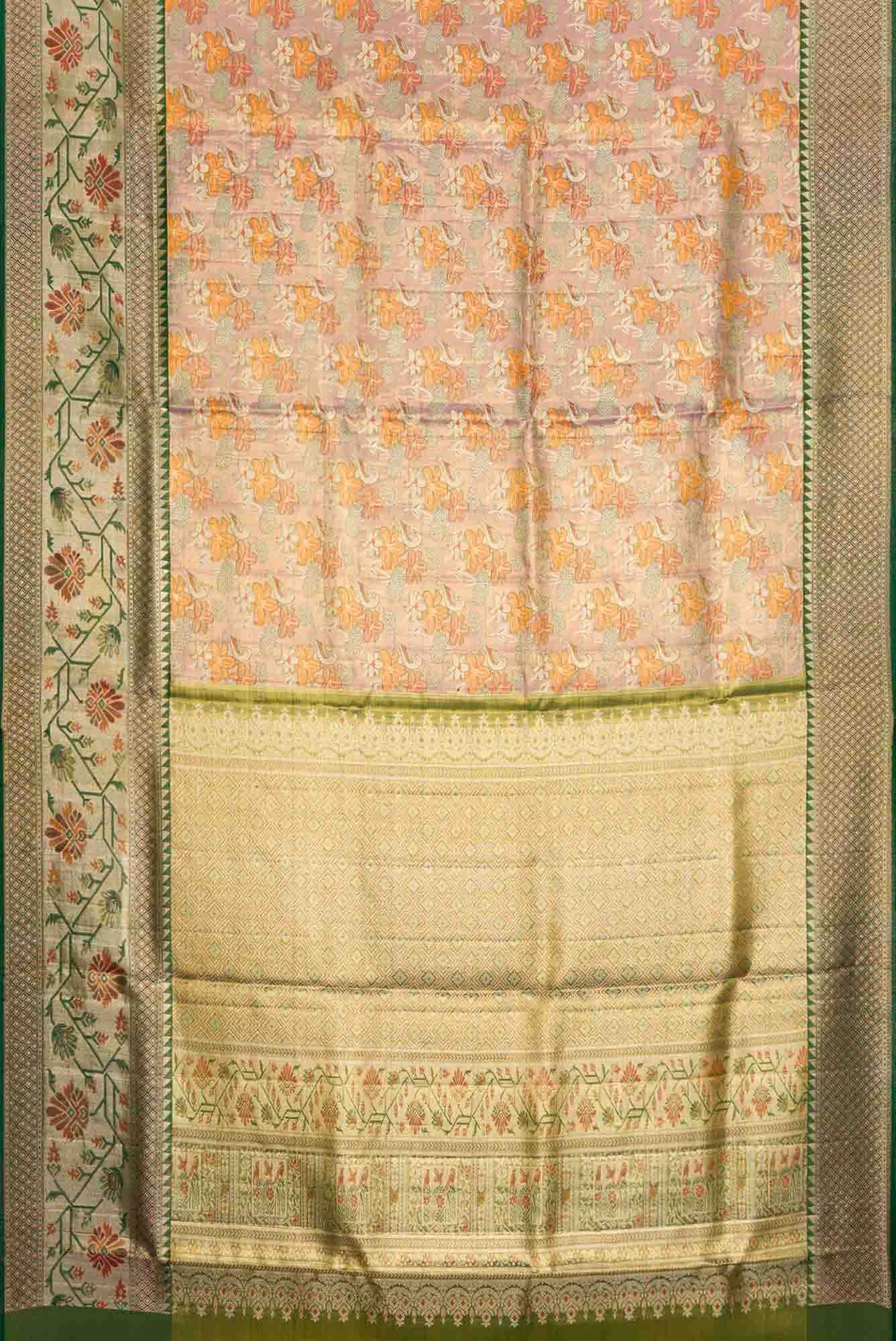 Lavender Dual Tone Kanjivaram Tissue Silk Saree - Image 4