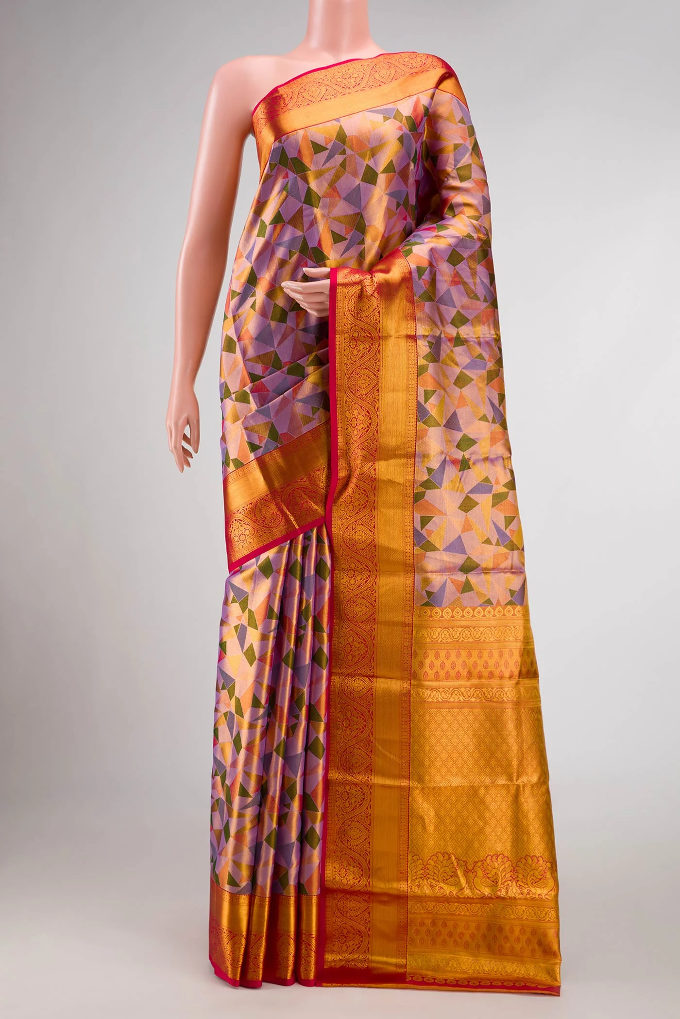 Multi Color Kanjivaram Tissue Silk Saree