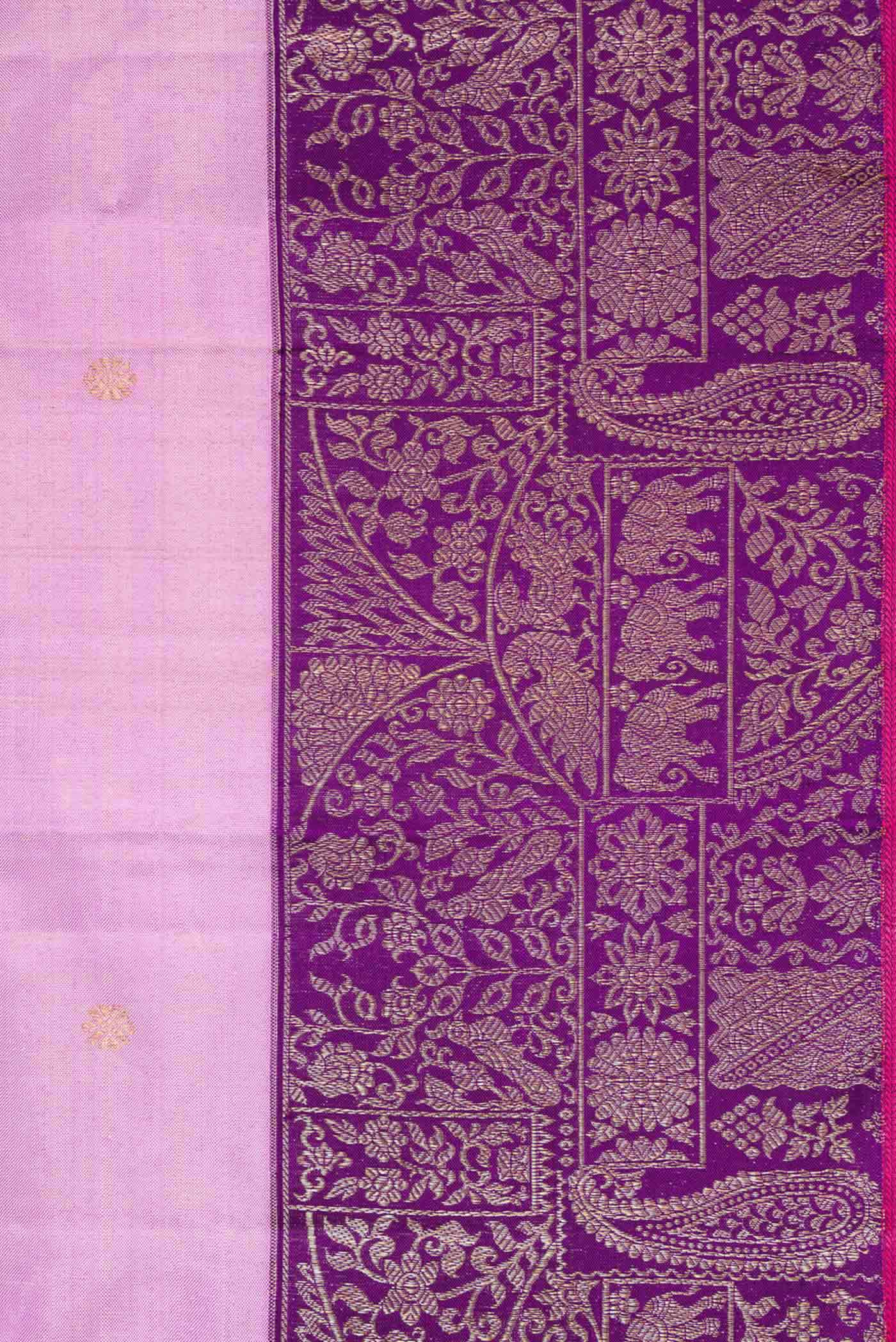 Lavender Dual Tone Kanjivaram Tissue Silk Saree - Image 3